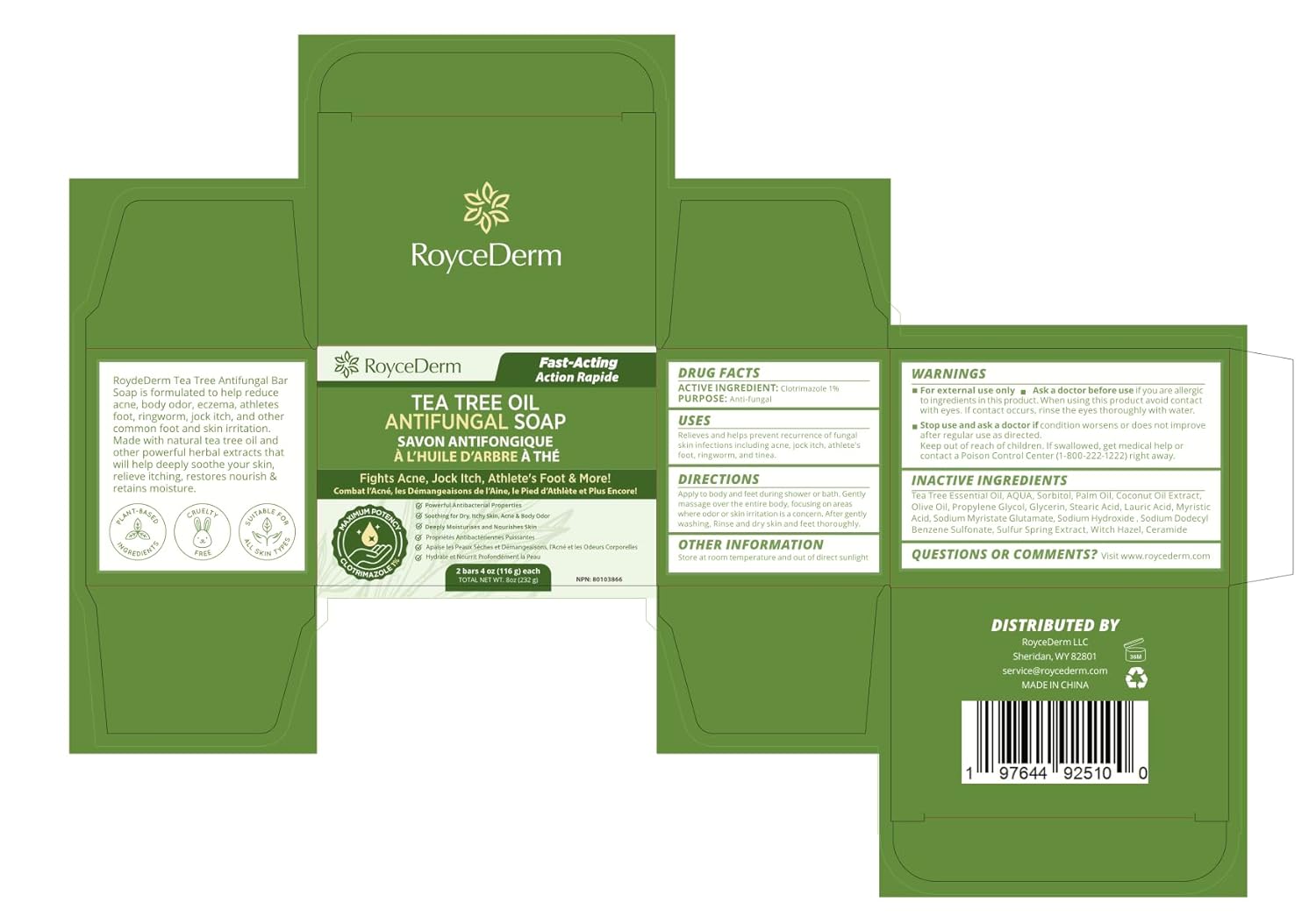 Roycederm Antifungal Tea Tree Soap for Acne