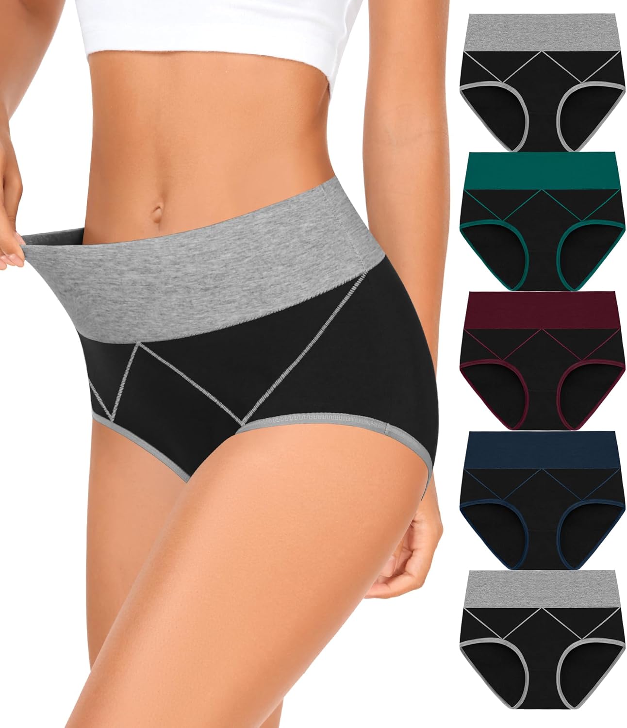 MISSWHO Women's High-Waisted Cotton Underwear