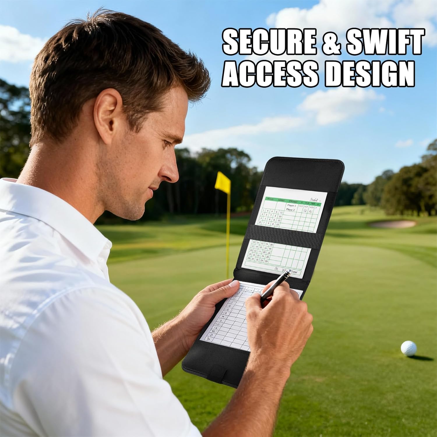 Leather Golf Scorecard Holder Cover Universal Fit