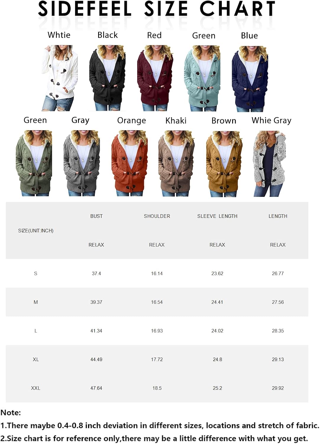 Sidefeel Women's Cardigan Sweaters Hooded