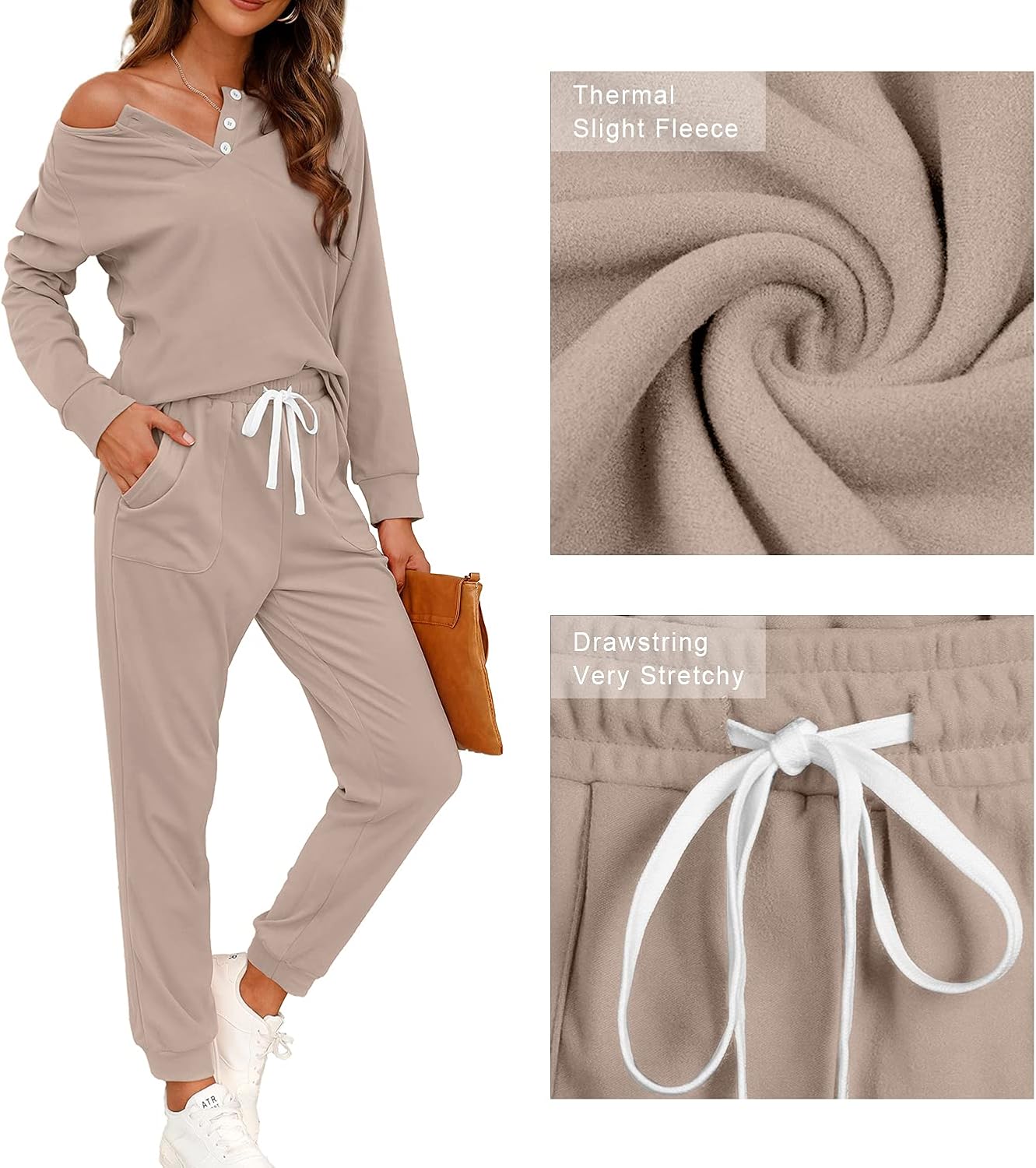 Button Down Sweatshirt and Sweatpants Set