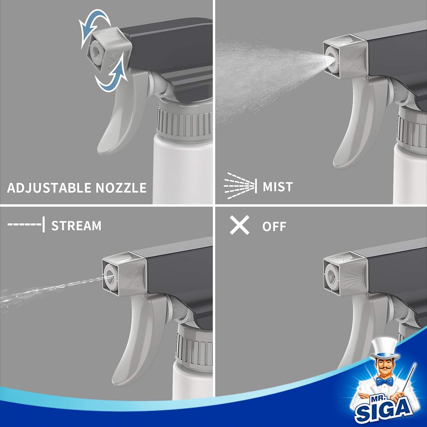 MR.SIGA 24 oz Empty Plastic Spray Bottles for Cleaning Solutions