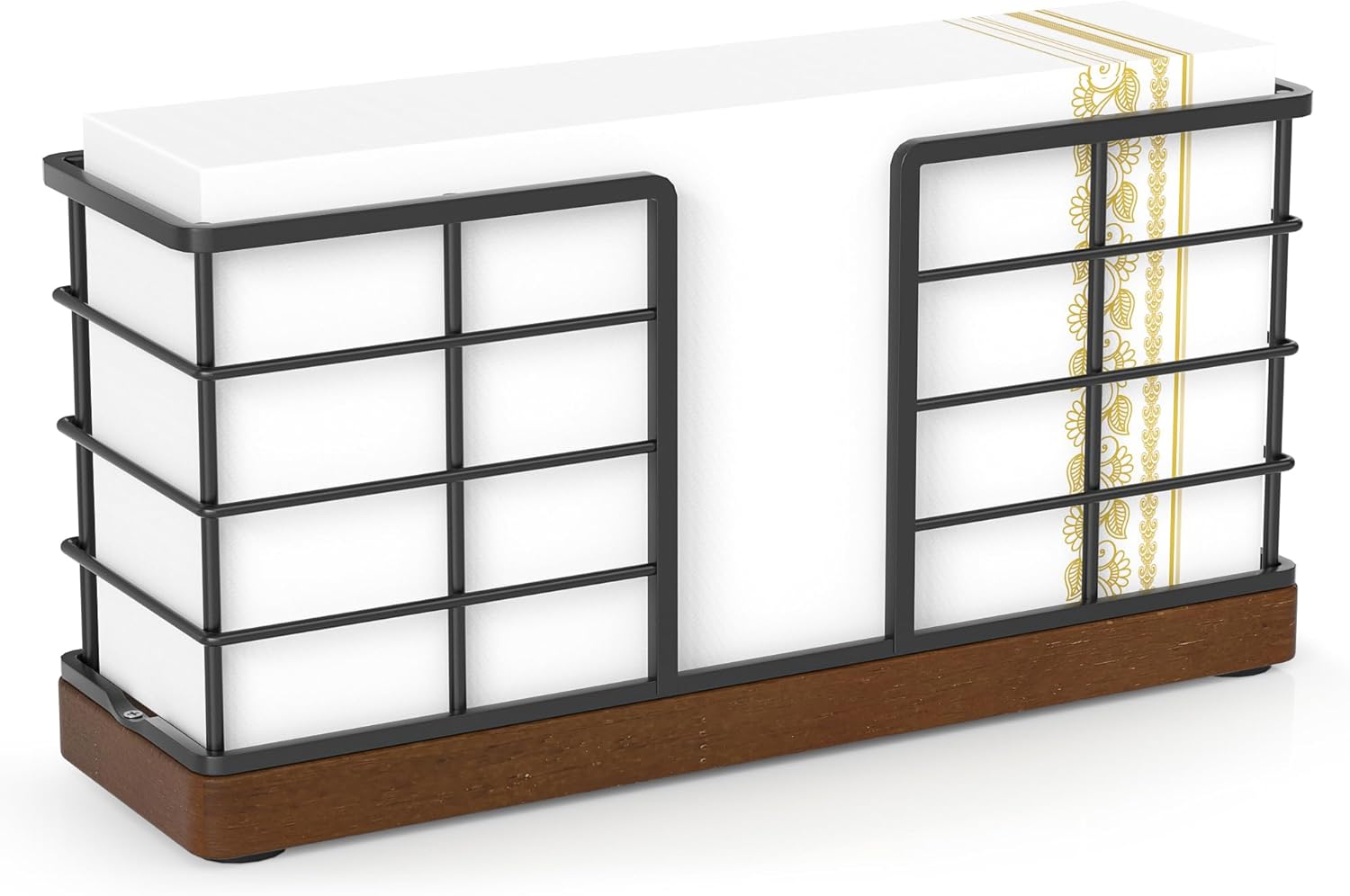 Wican Napkin Holder for Table Bamboo Iron Standing