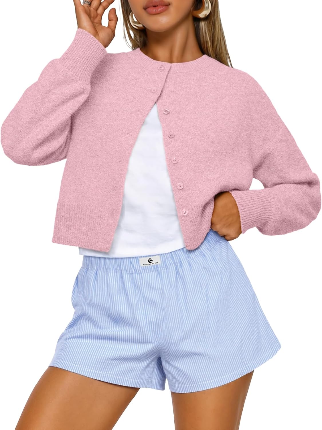 Trendy Queen Women’s Cropped Cardigan Sweater