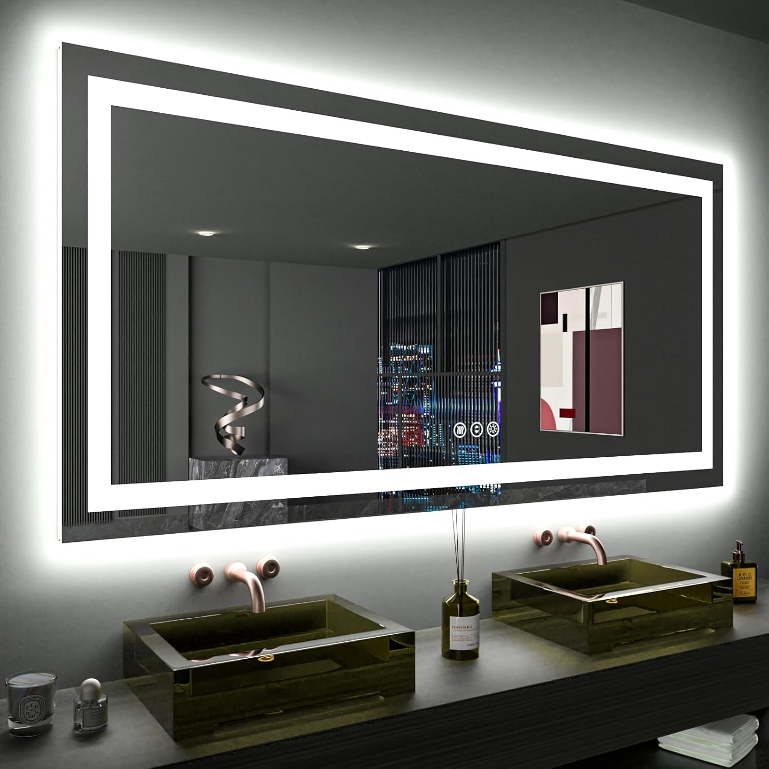 LOAAO 24X32 LED Bathroom Mirror with Lights