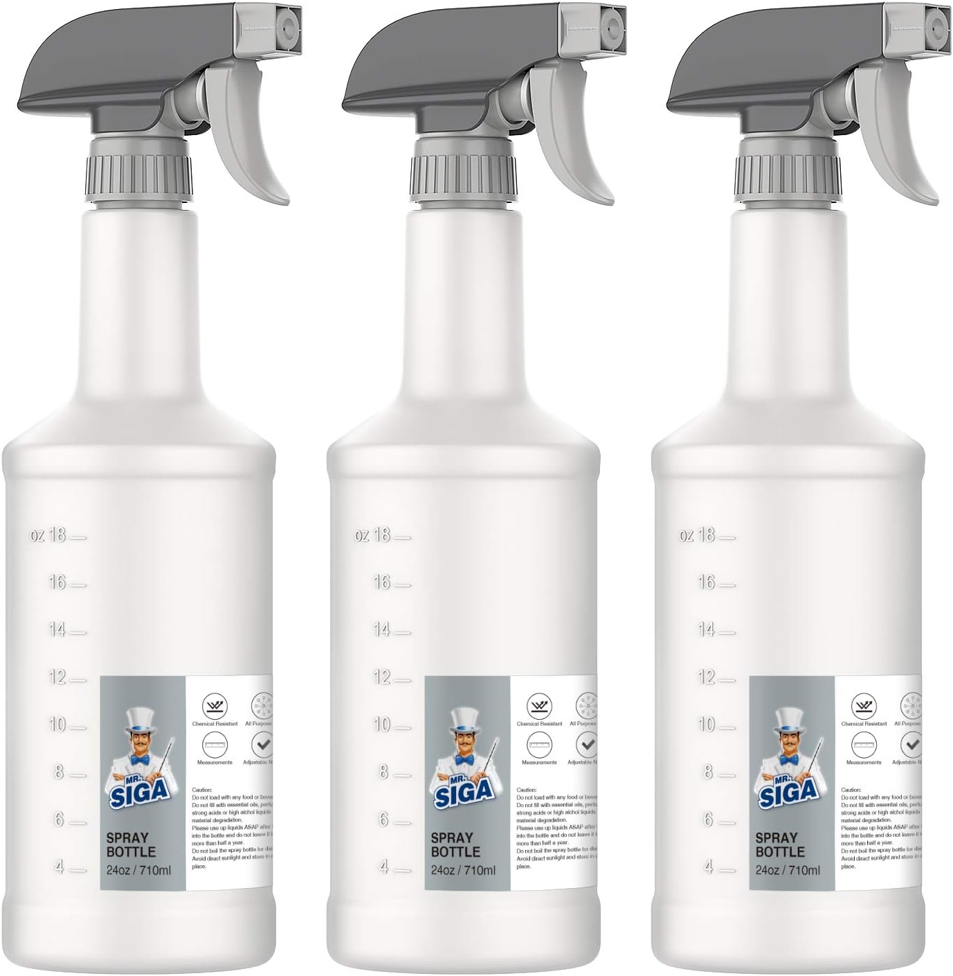 MR.SIGA 24 oz Empty Plastic Spray Bottles for Cleaning Solutions