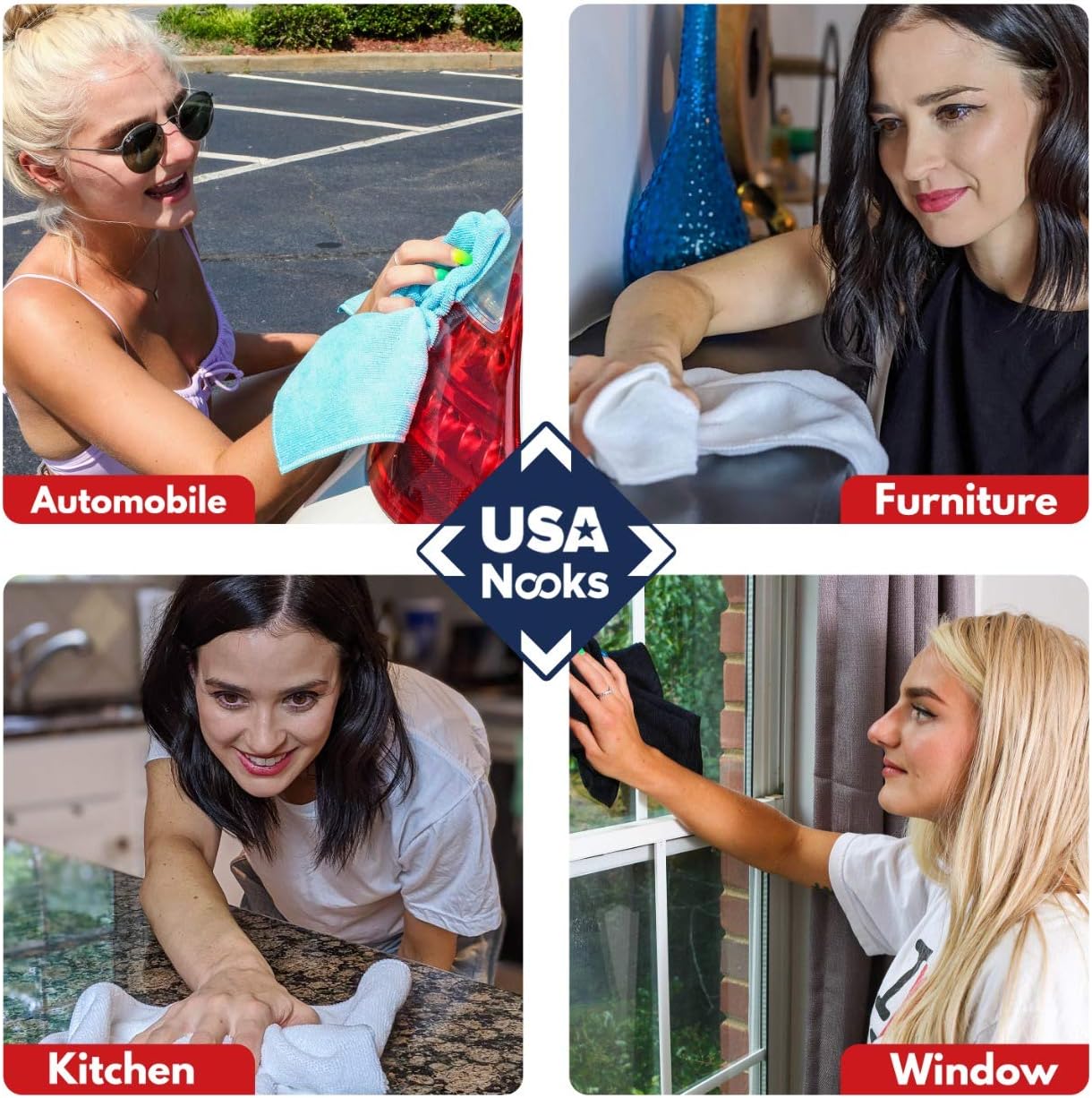 USANOOKS Microfiber Cleaning Cloth Towels
