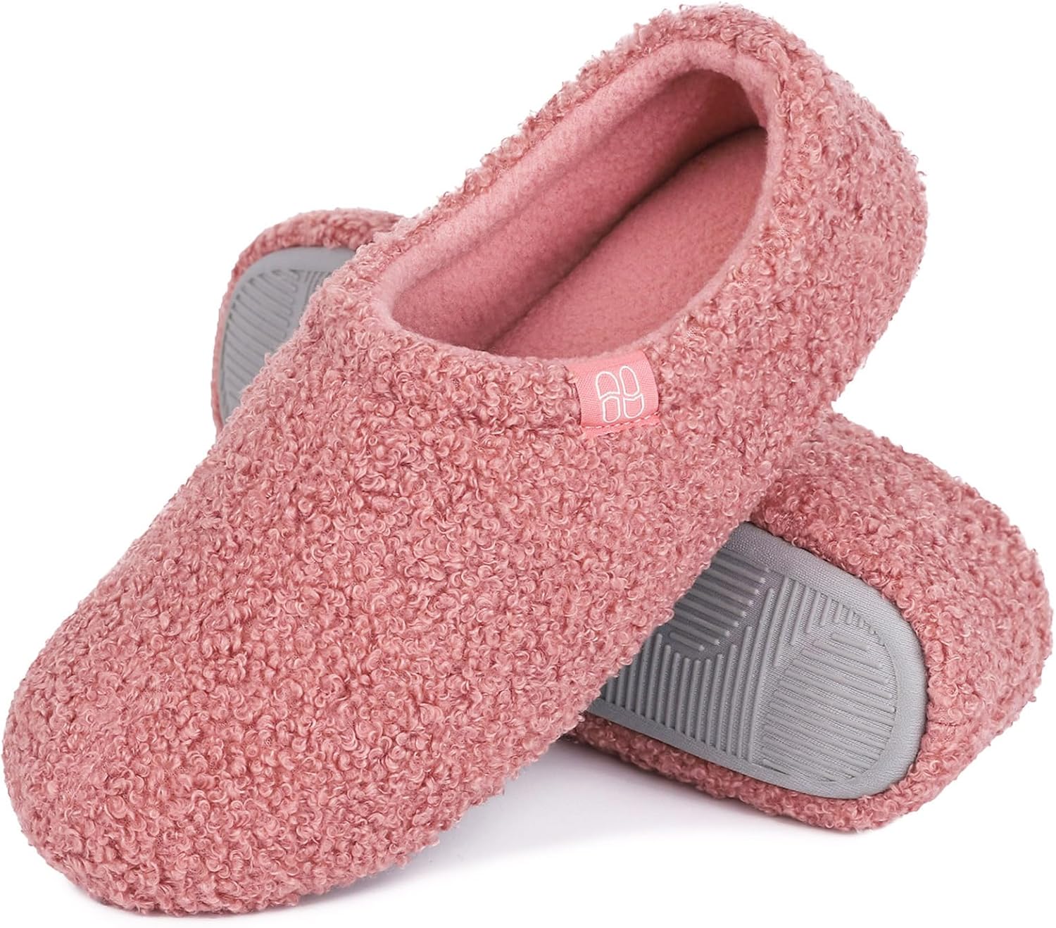 HomeTop Women's Fuzzy Curly Fur Foam Slippers