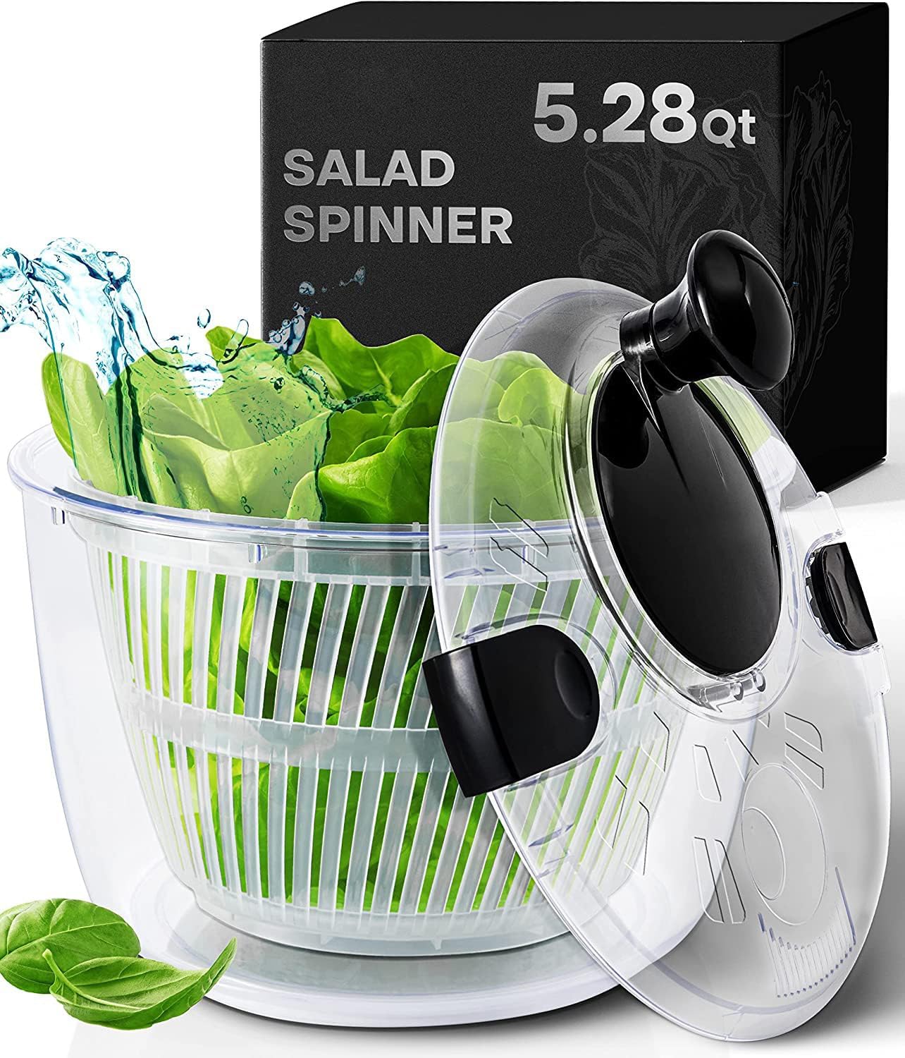 Joined Large Salad Spinner with Drain, Bowl, and Colander