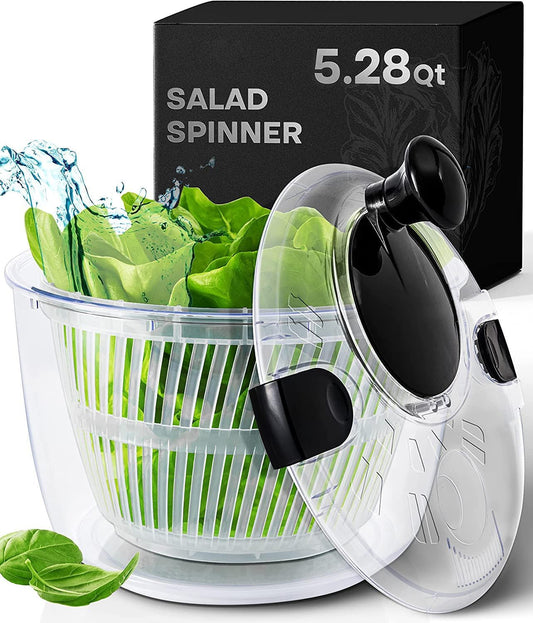 Joined Large Salad Spinner with Drain, Bowl, and Colander