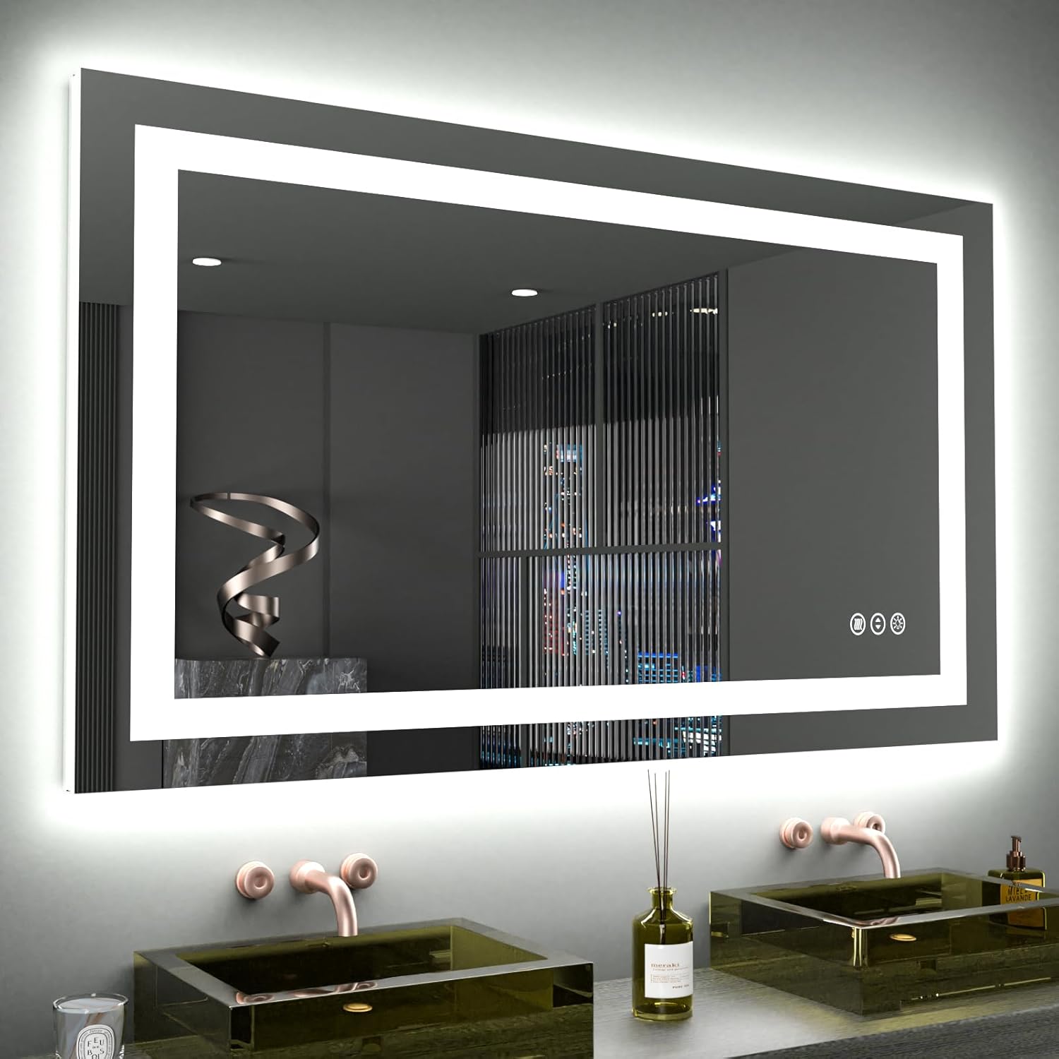 LOAAO 24X32 LED Bathroom Mirror with Lights