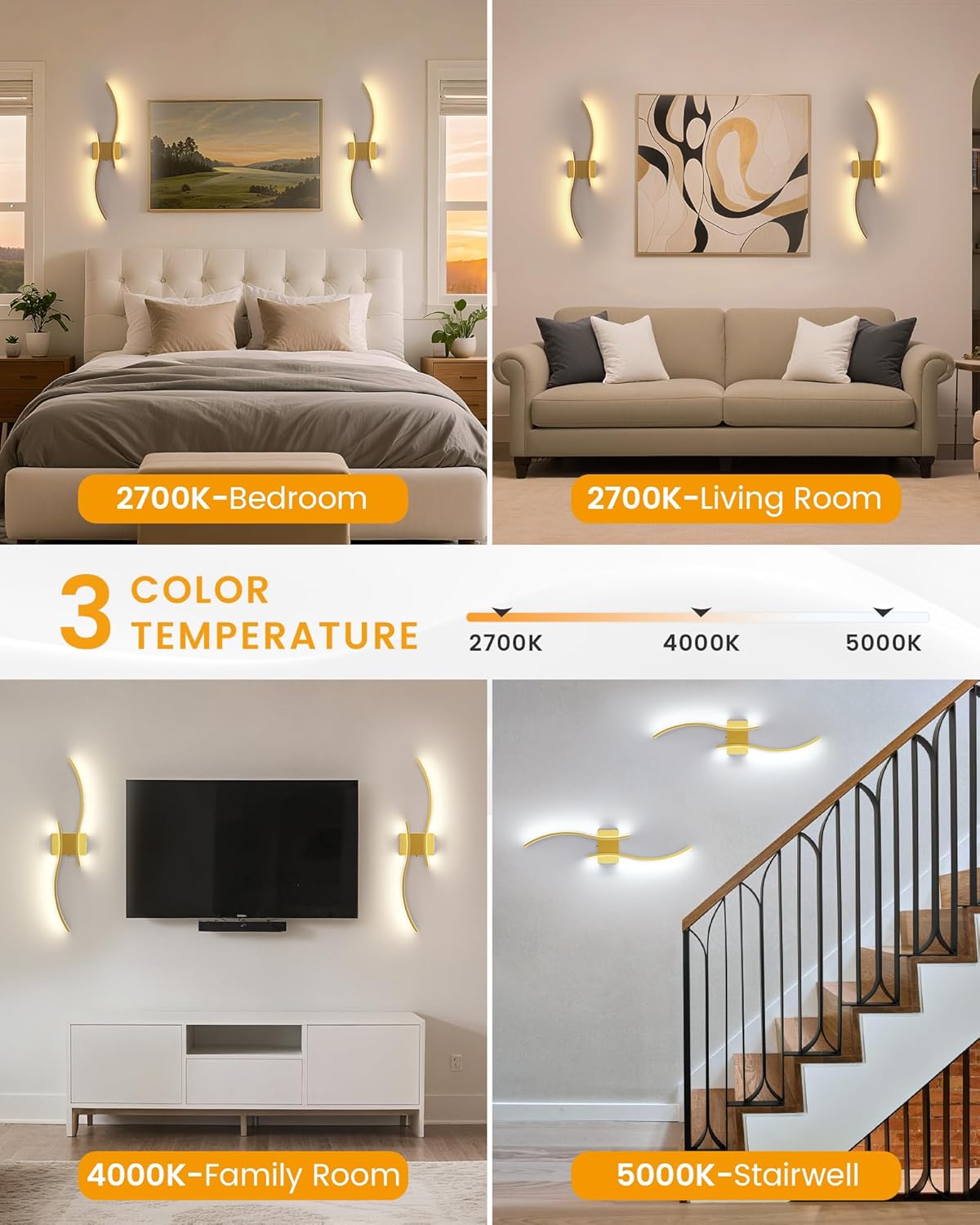 NIORSUN Battery Operated Wall Lights with Remote