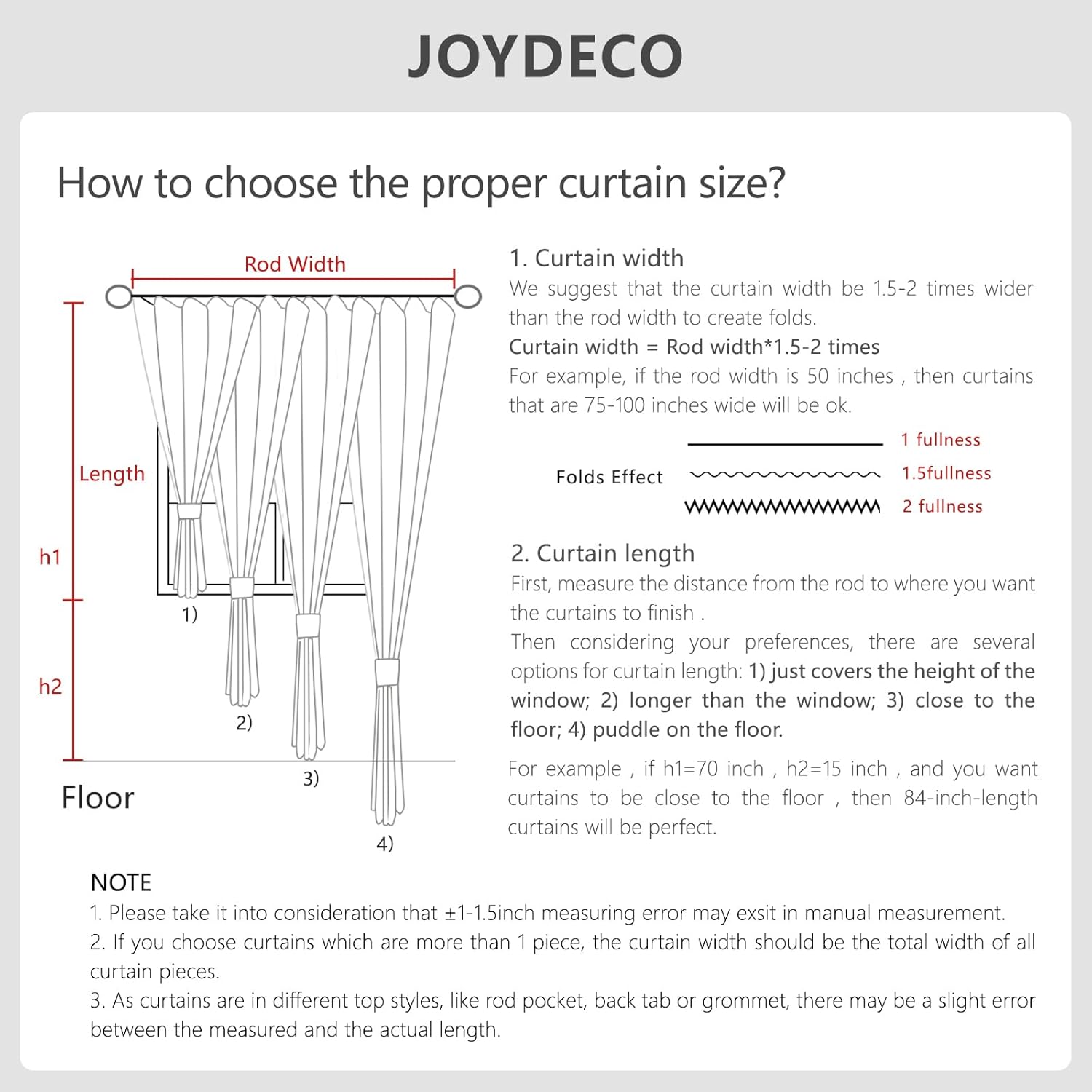Joydeco 100% Blackout Linen Curtains
