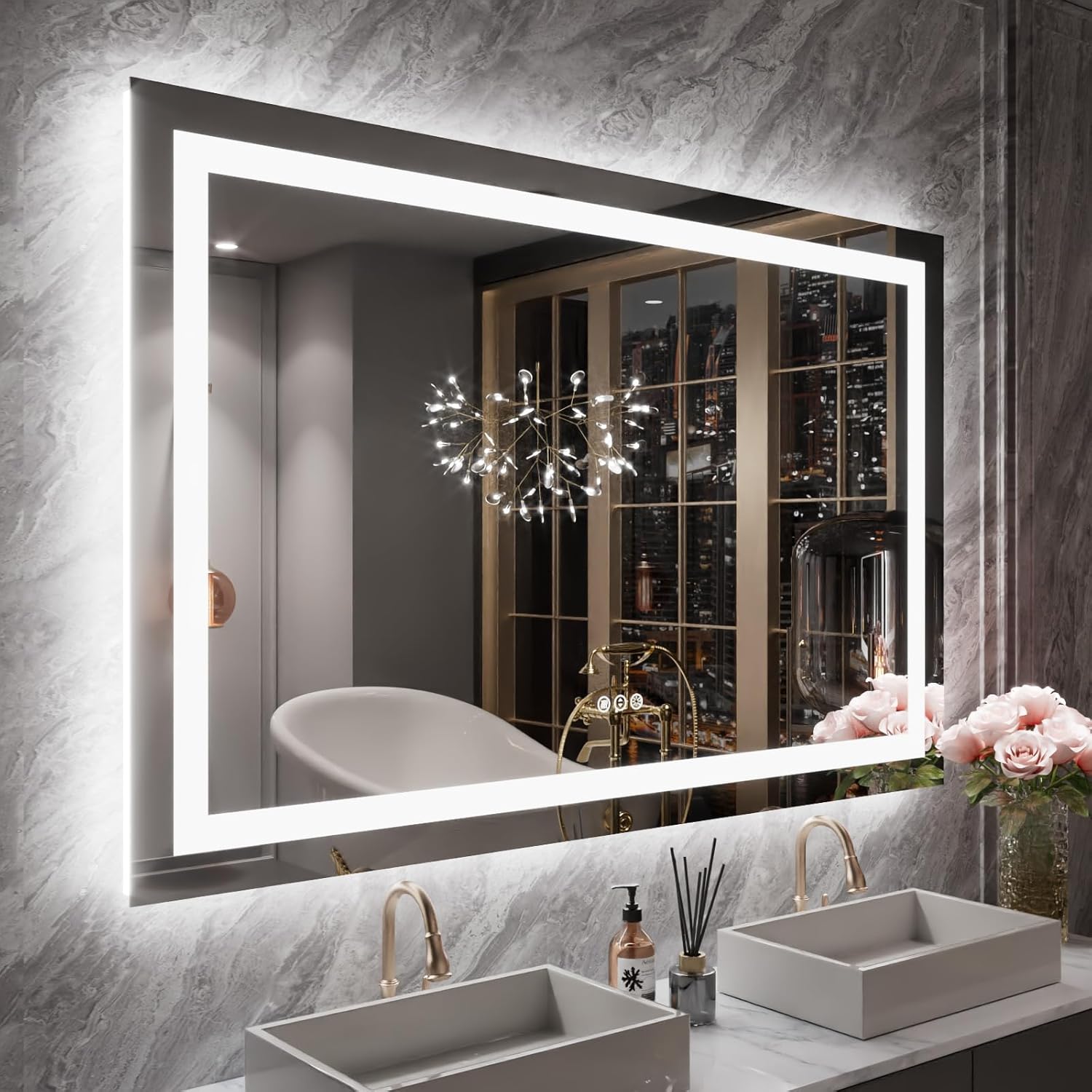 LOAAO 24X32 LED Bathroom Mirror with Lights