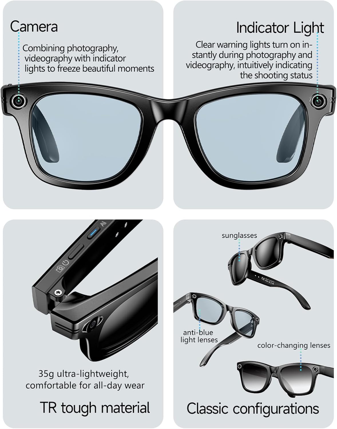 Mingtawn AI Smart Glasses 4K HD Camera