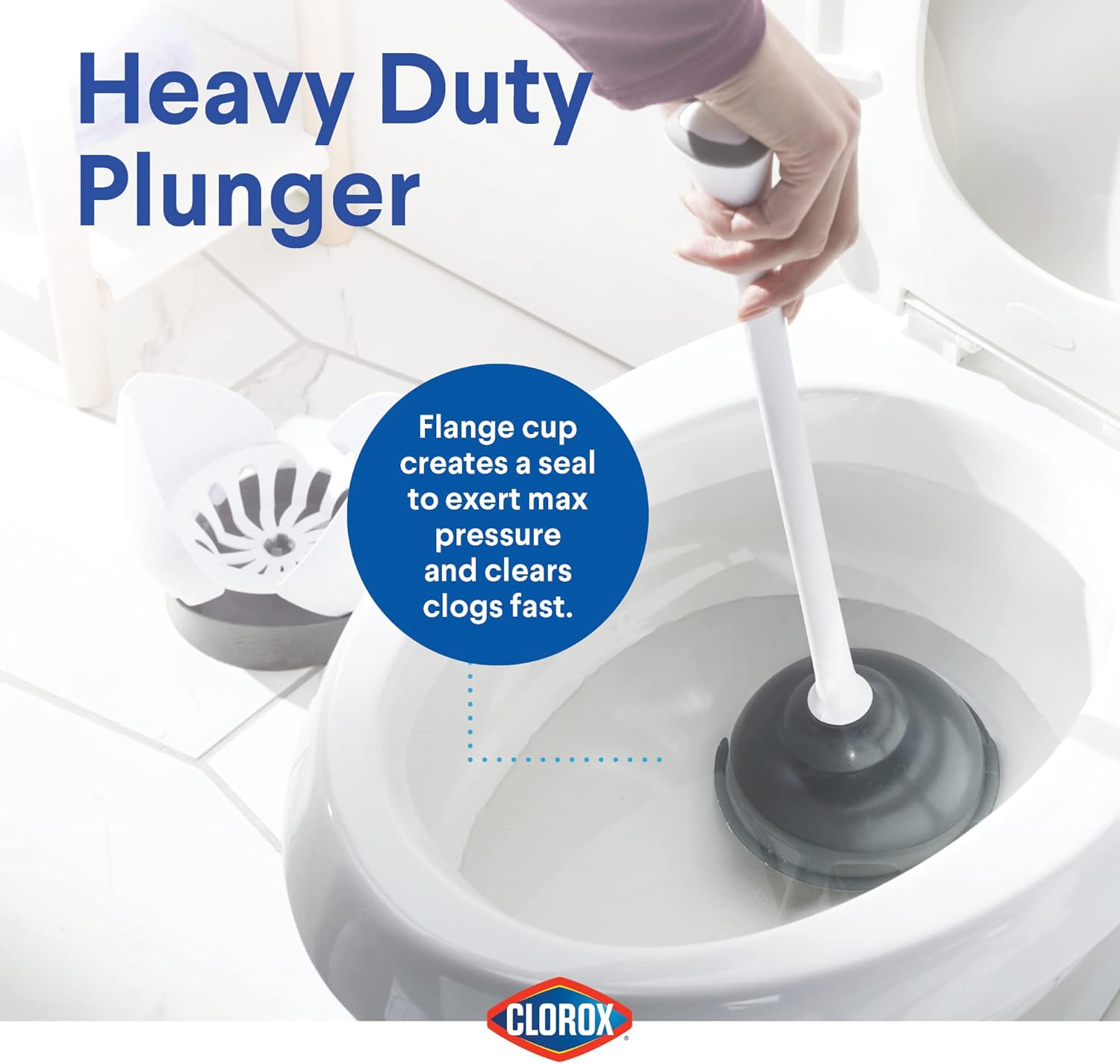 Clorox Toilet Plunger with Hideaway Holder Caddy