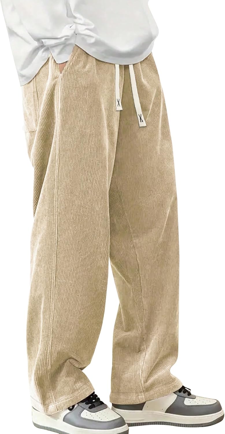 Mens Corduroy Casual Pants Fashion Loose