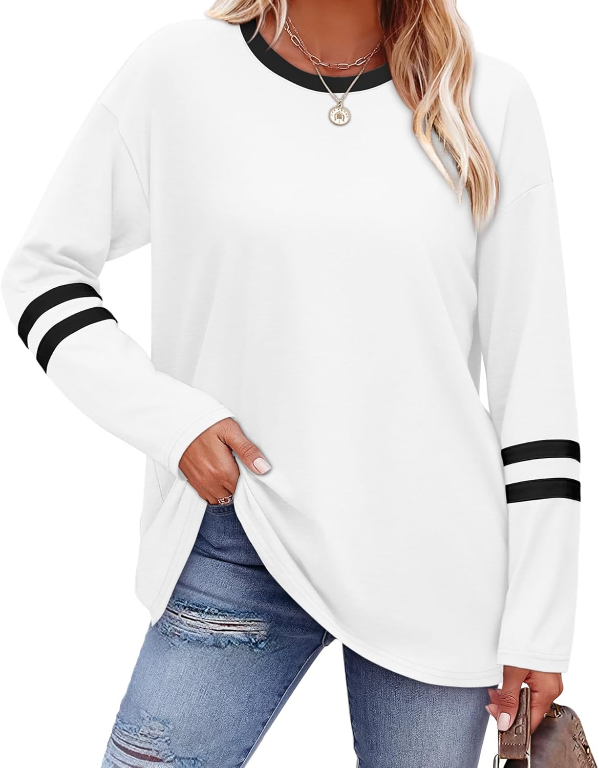 Sampeel Women’s Color Block Long Sleeve Top