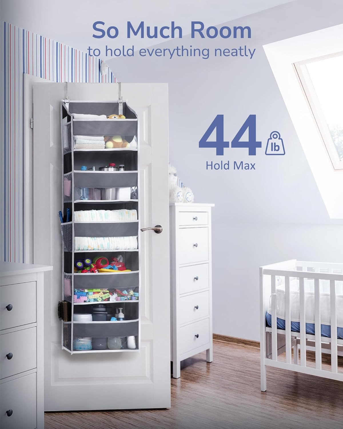 Door Organizer with 5 Large Pockets 10 Mesh Side Pockets