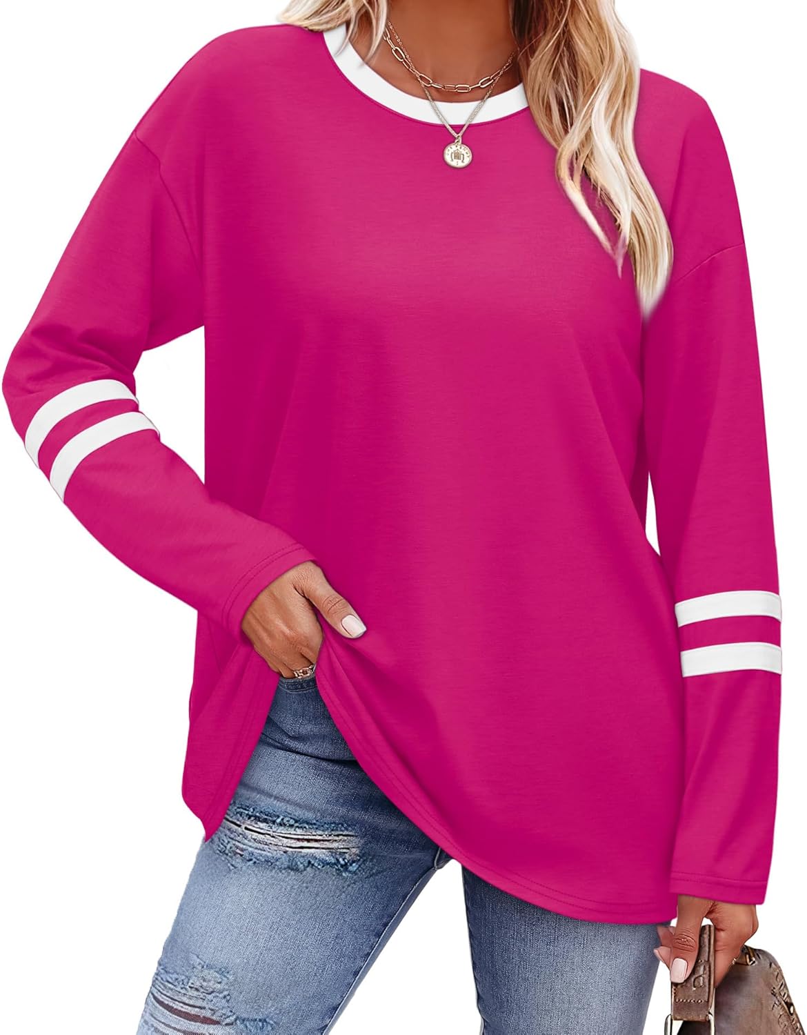 Sampeel Women’s Color Block Long Sleeve Top