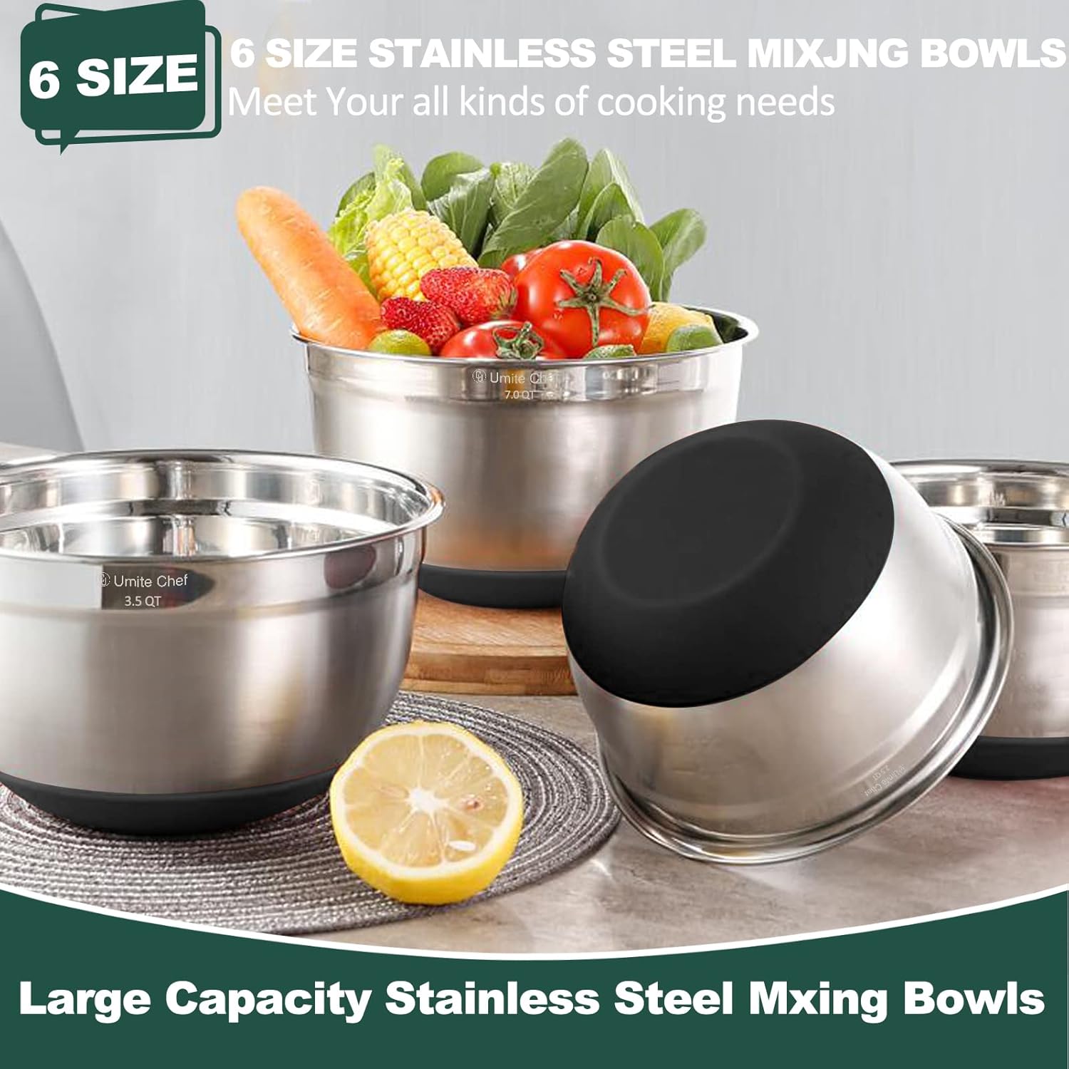 Umite Chef Mixing Bowls with Airtight Lids