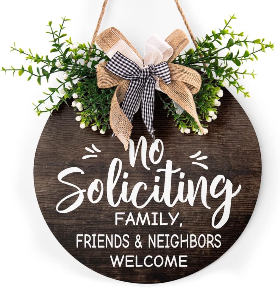 Round Wooden Farmhouse Welcome Door Sign