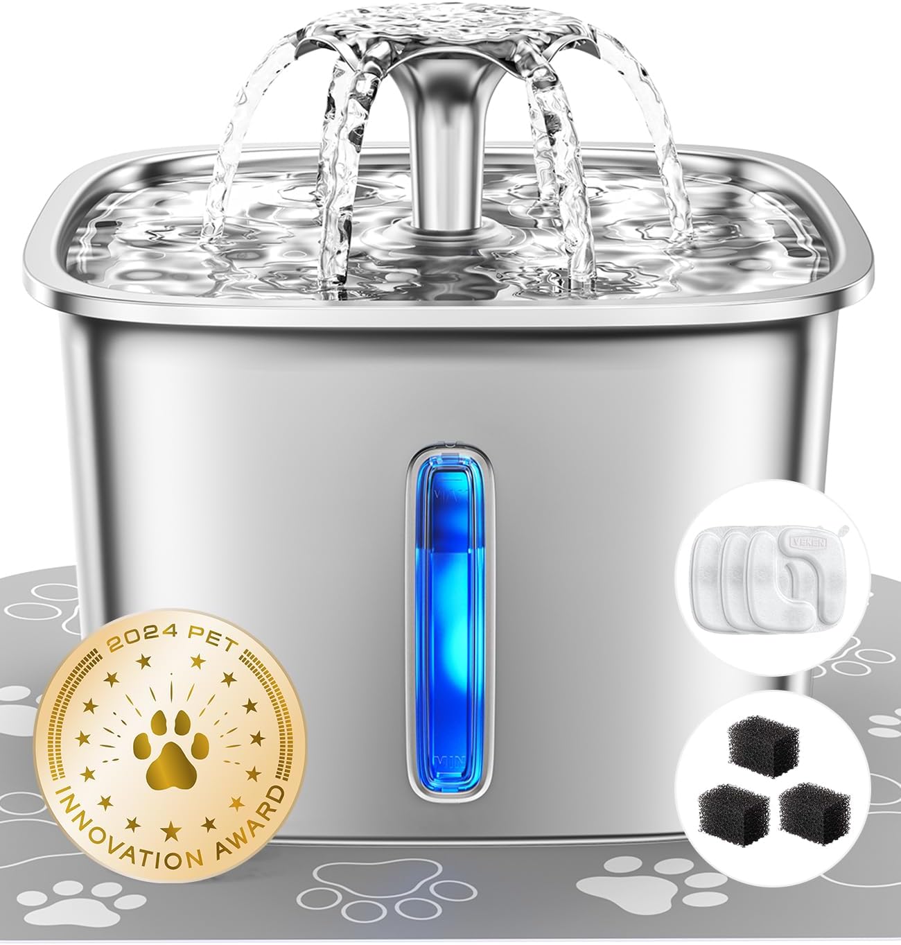 Veken 95oz Stainless Steel Cat Water Fountain