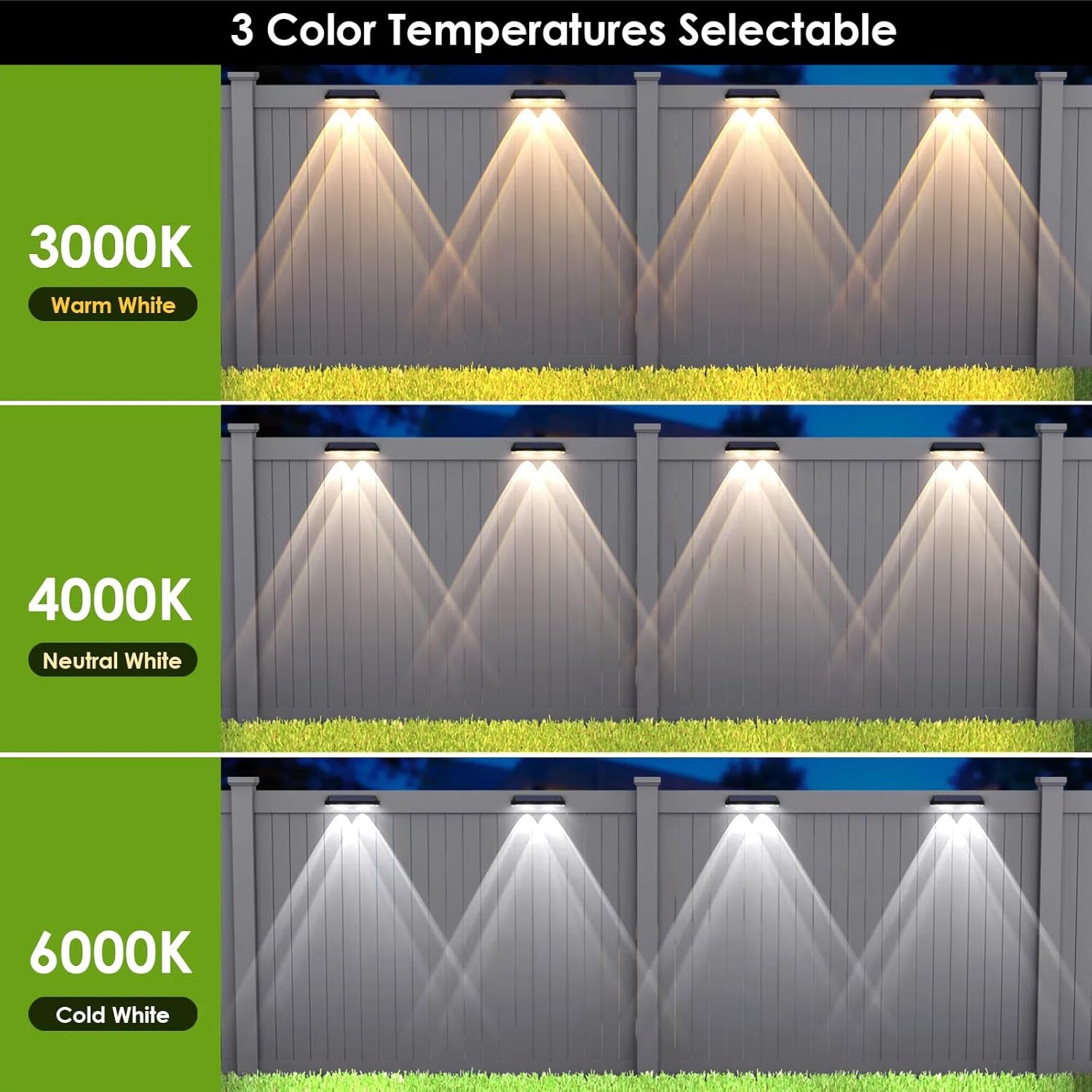 Solar Fence Lights Outdoor Waterproof LED Fence Light
