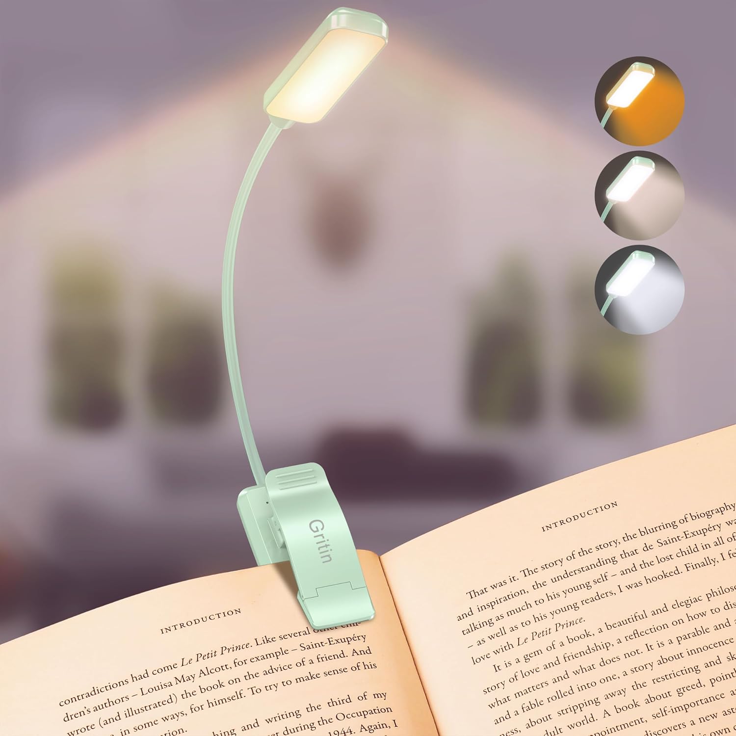 Gritin 9 LED Rechargeable Book Light for Reading in Bed
