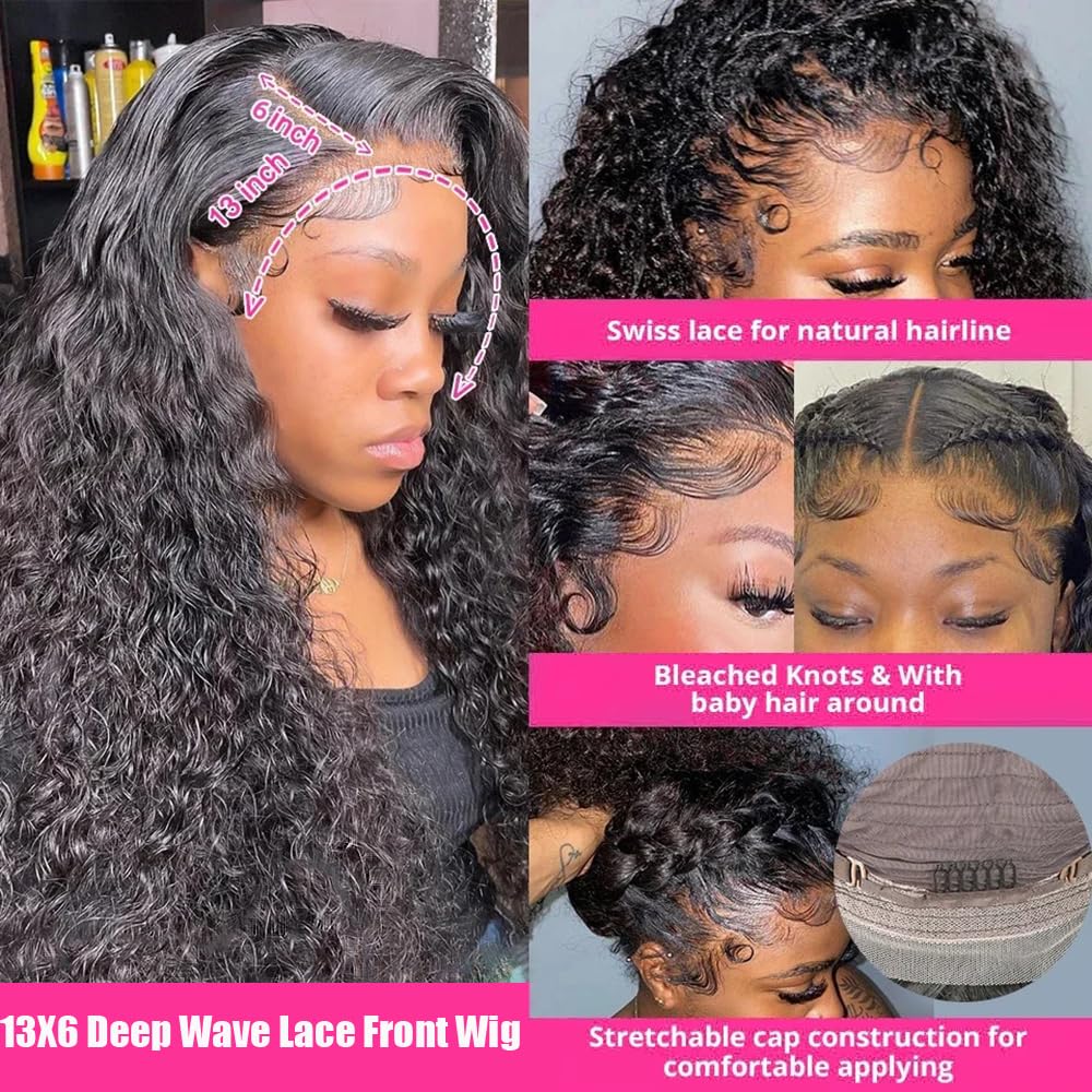 JTMMP 26" Deep Wave Lace Front Wig