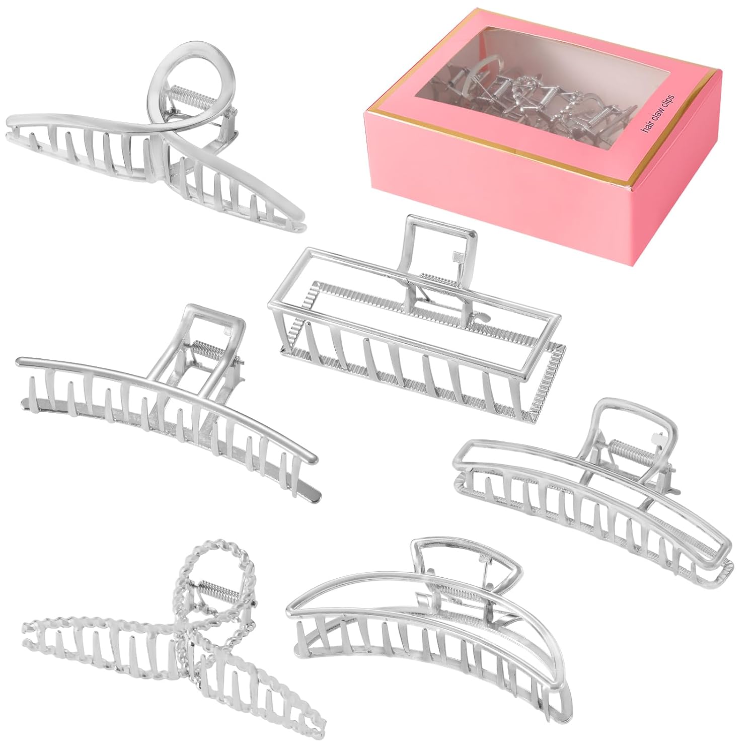 LUKACY 6 Pack Large Metal Hair Claw Clips