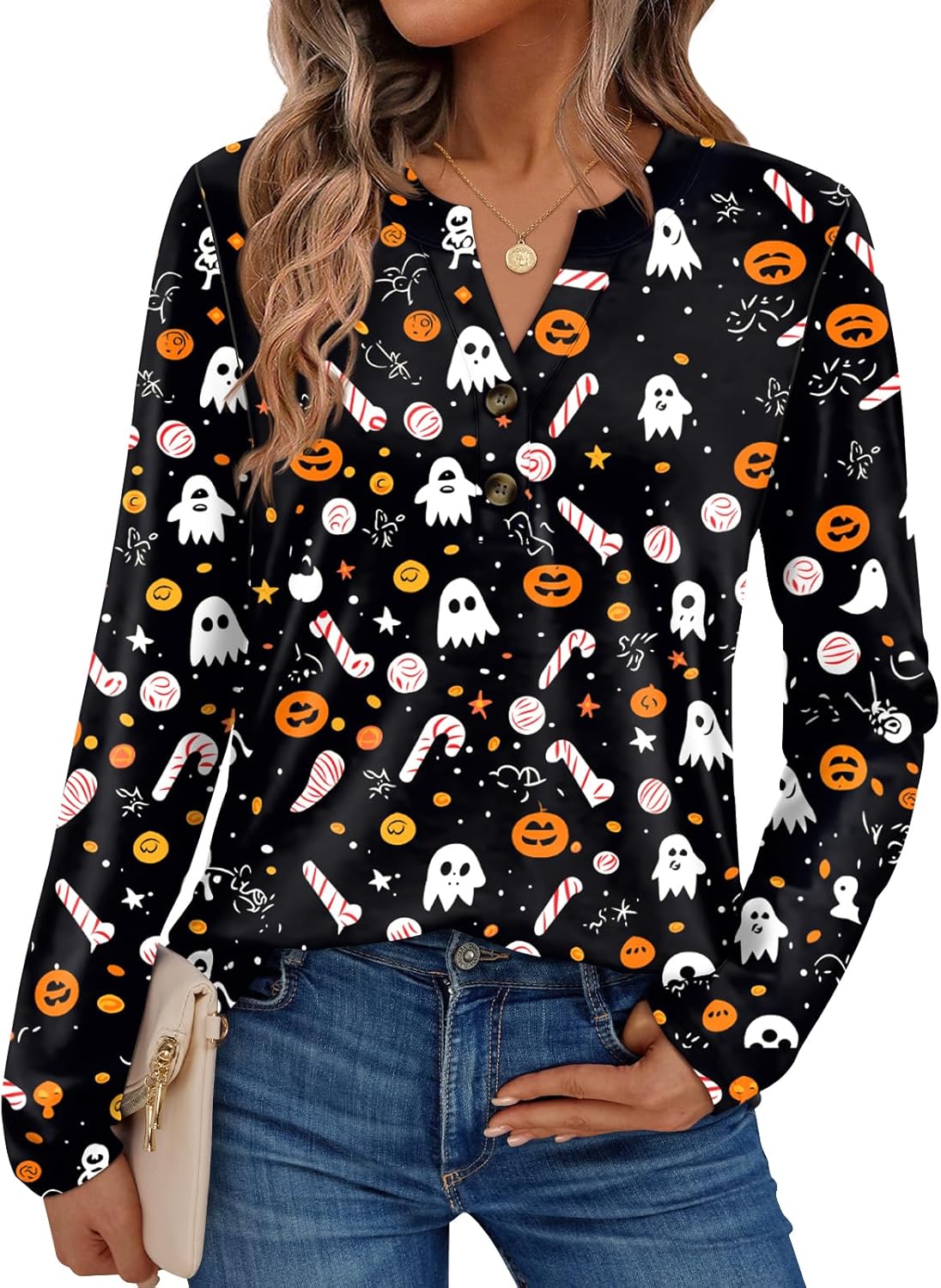 AUTOMET Women’s Long Sleeve Henley Tops Fall