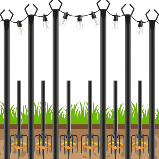 String Light Poles Outdoor String Light Pole with Hooks