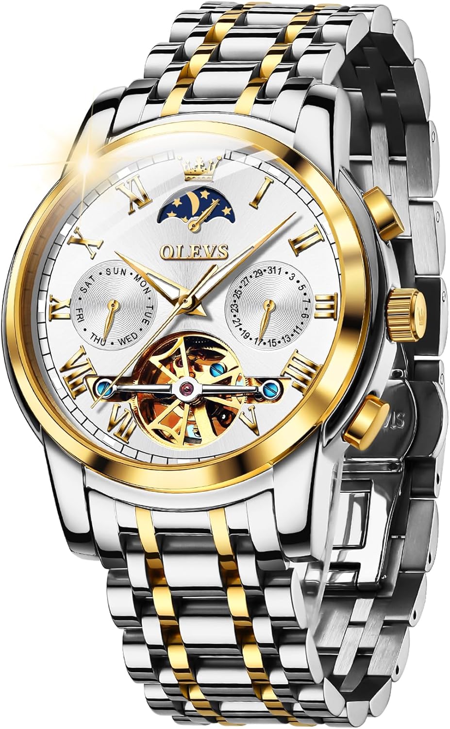 OLEVS Mens Automatic Watches Skeleton Mechanical