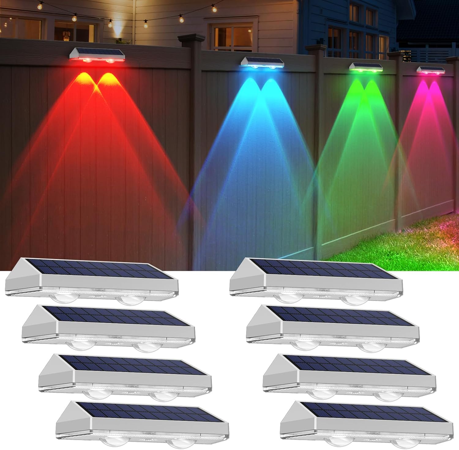 Solar Fence Lights Outdoor Waterproof LED Fence Light