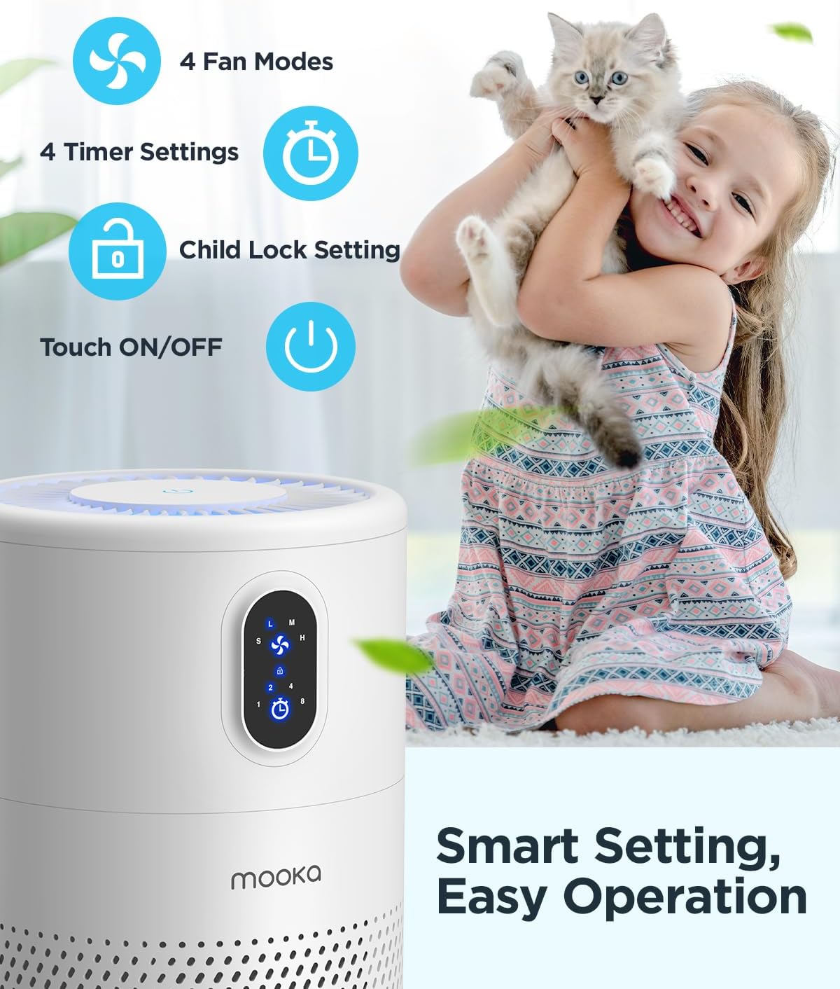 MOOKA Air Purifier for Large Rooms