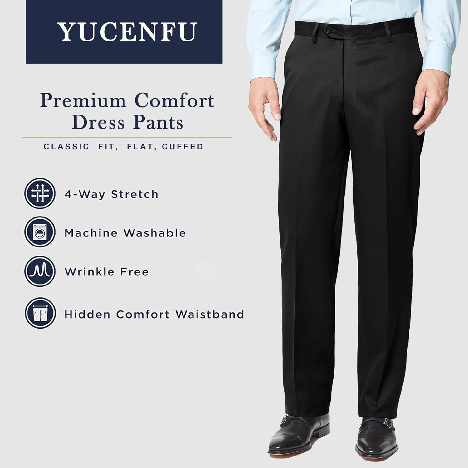 Men's Cozy Hidden Expandable Waist Dress Pants