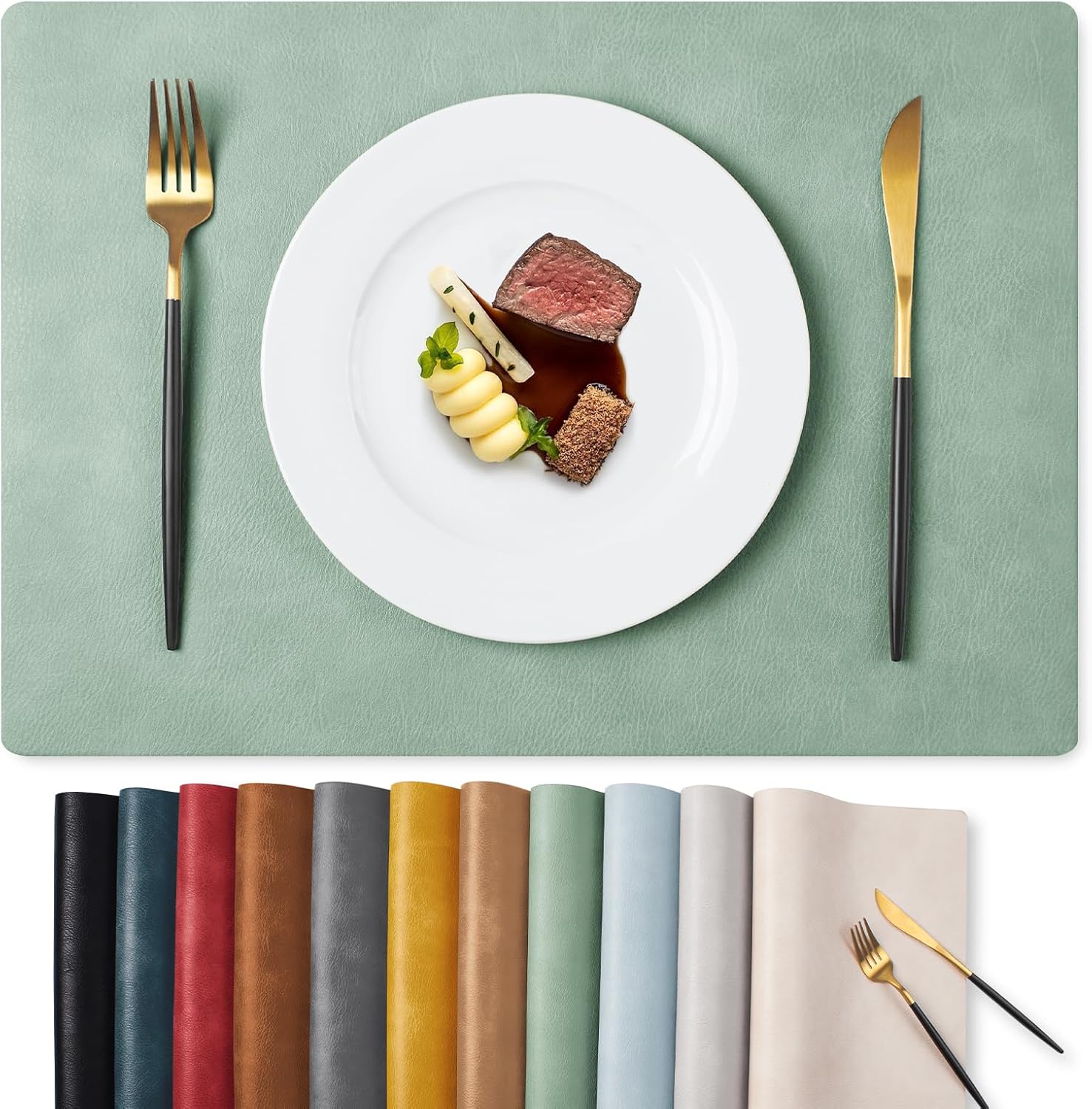 MOSAYT Vinyl Placemats Set Fall Faux Leather