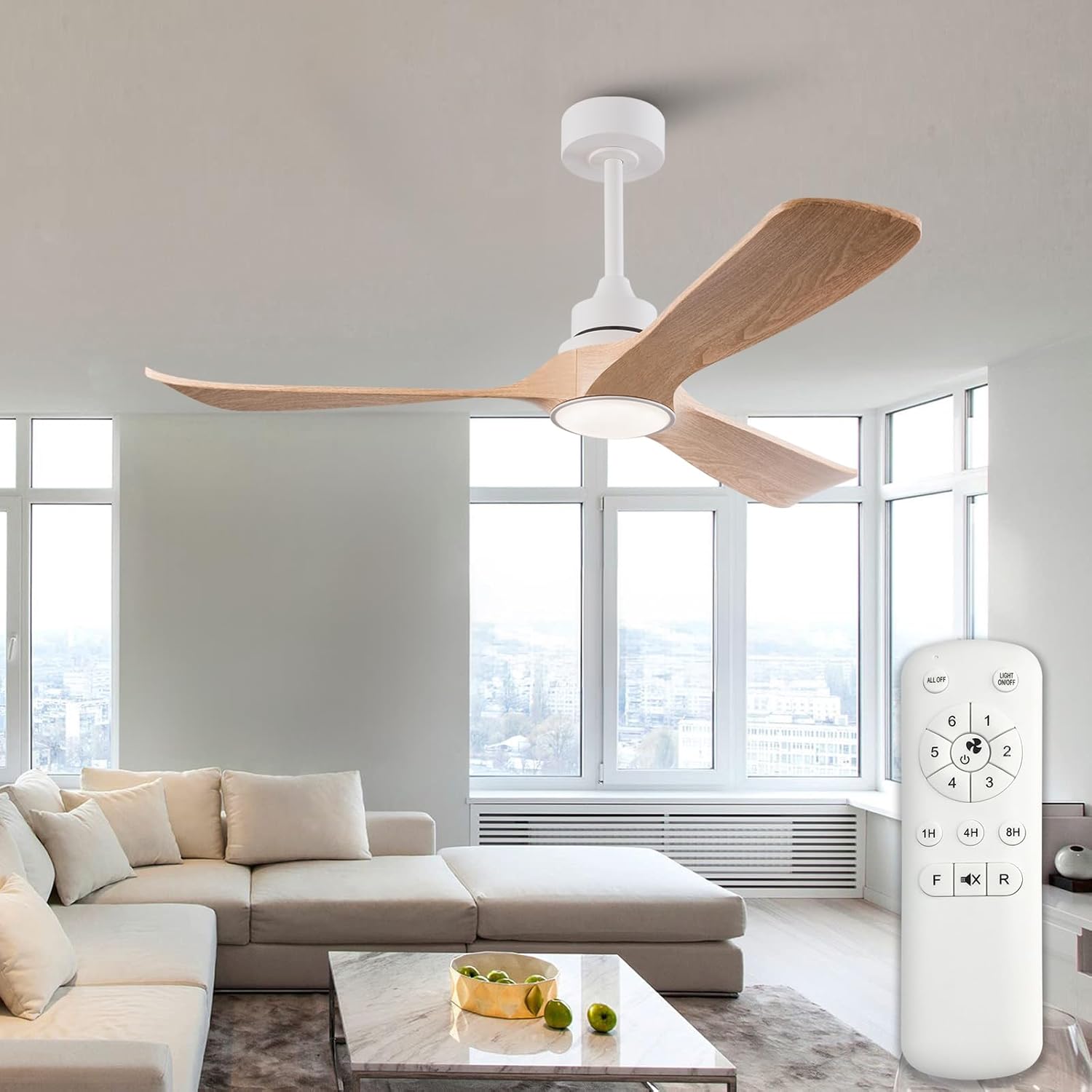 White Ceiling Fans with Lights and Remote