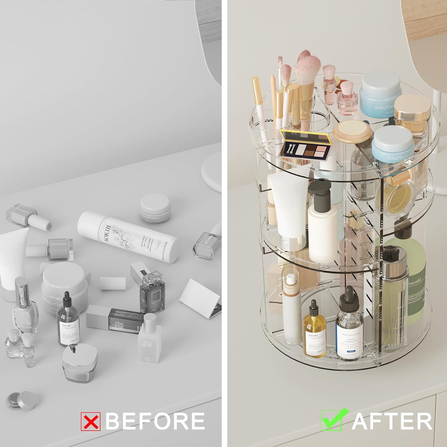 Rotating 8-Layer Makeup Organizer – Skincare
