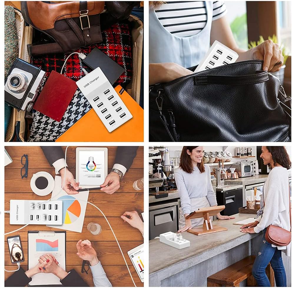 10-Port USB Wall Charger Station with Rapid Charging