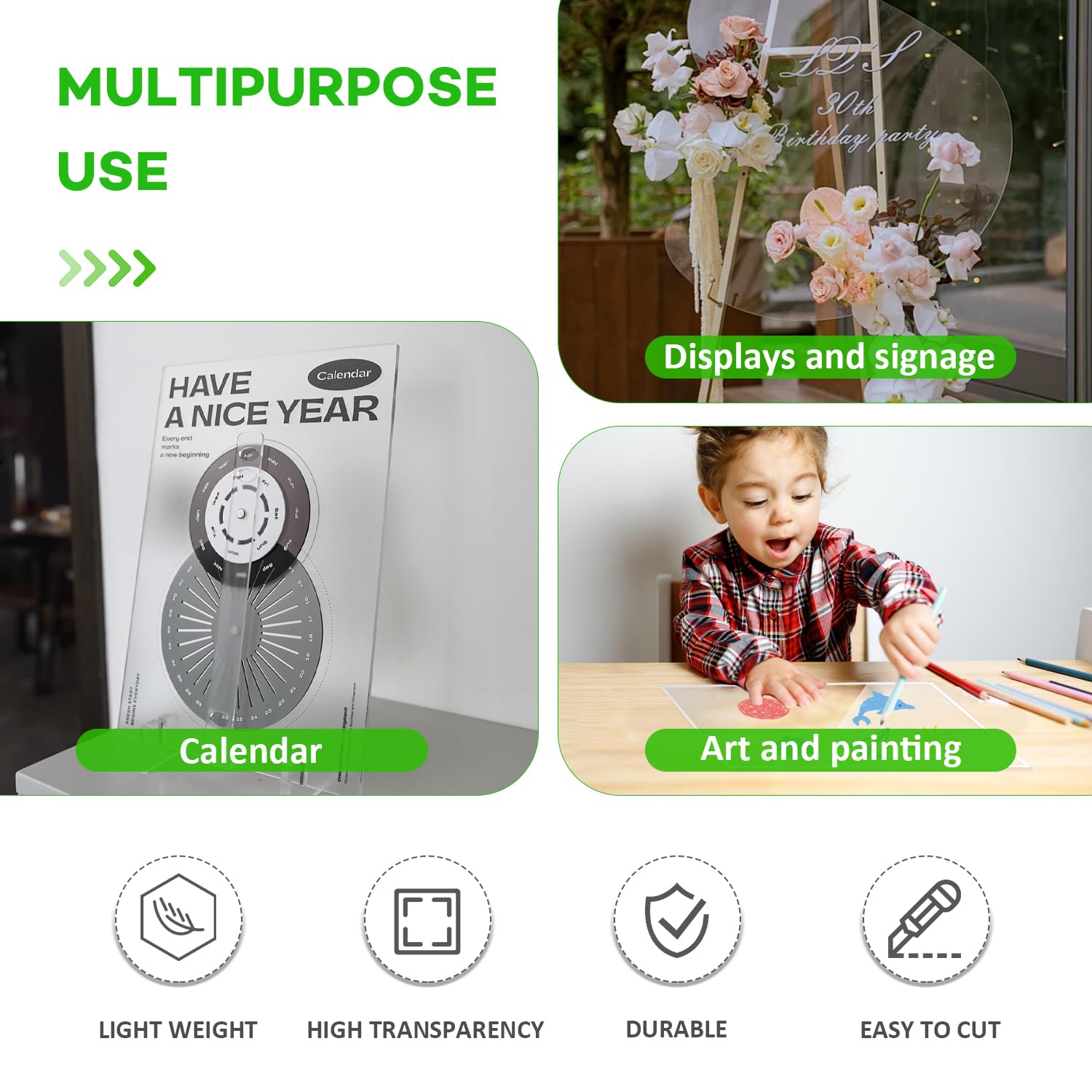 VOISEN Plexi Glass Sheets for Crafts