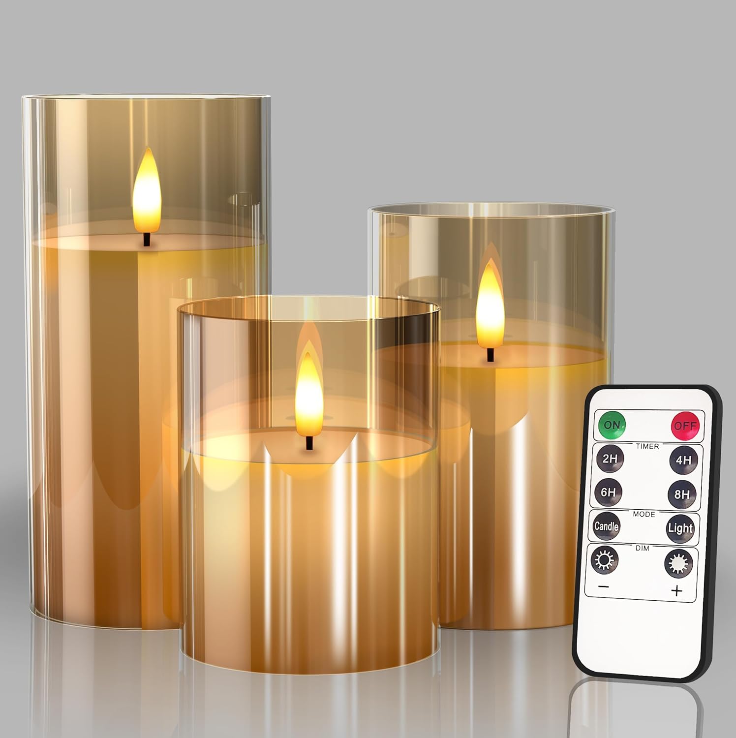 Glass LED Flameless Candles, Remote & Timer
