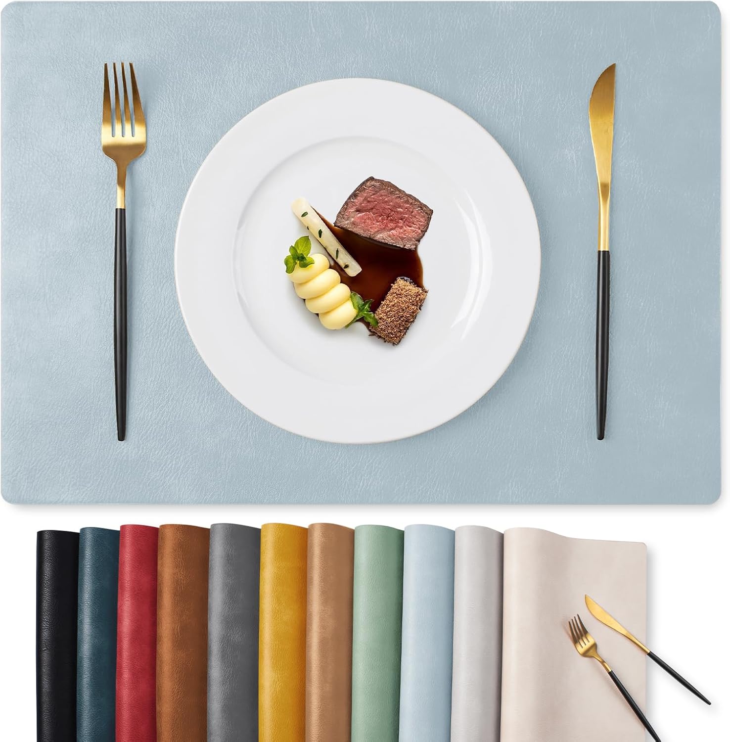 MOSAYT Vinyl Placemats Set Fall Faux Leather