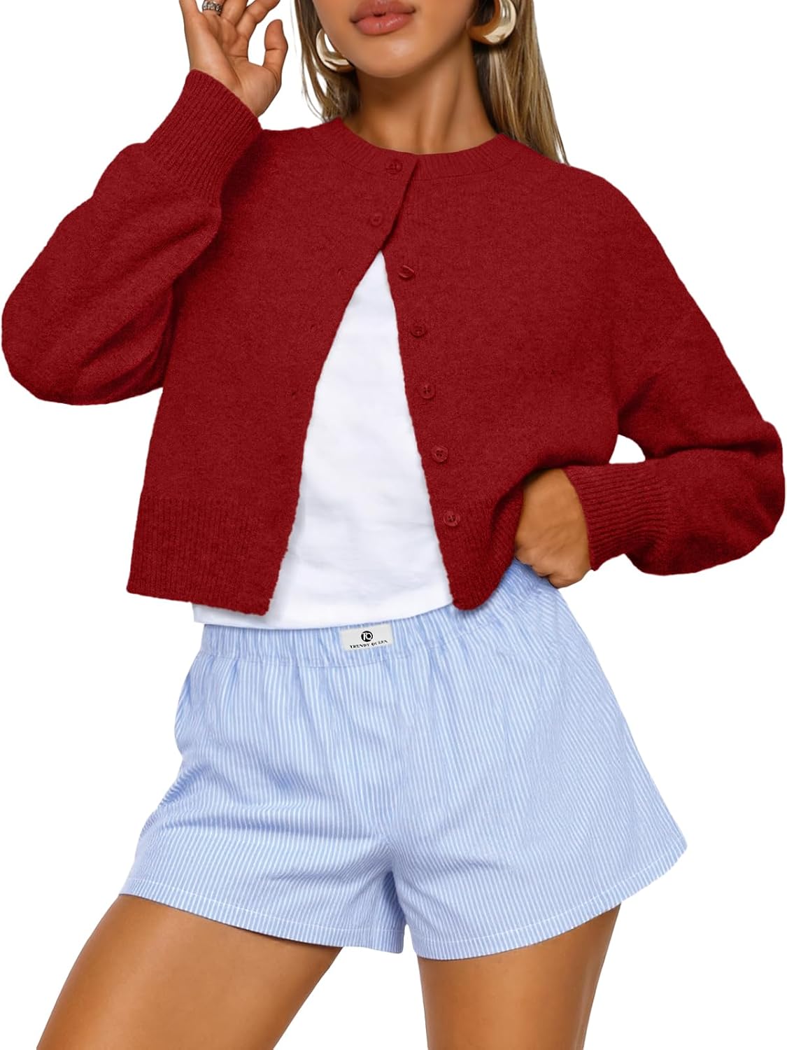 Trendy Queen Women’s Cropped Cardigan Sweater