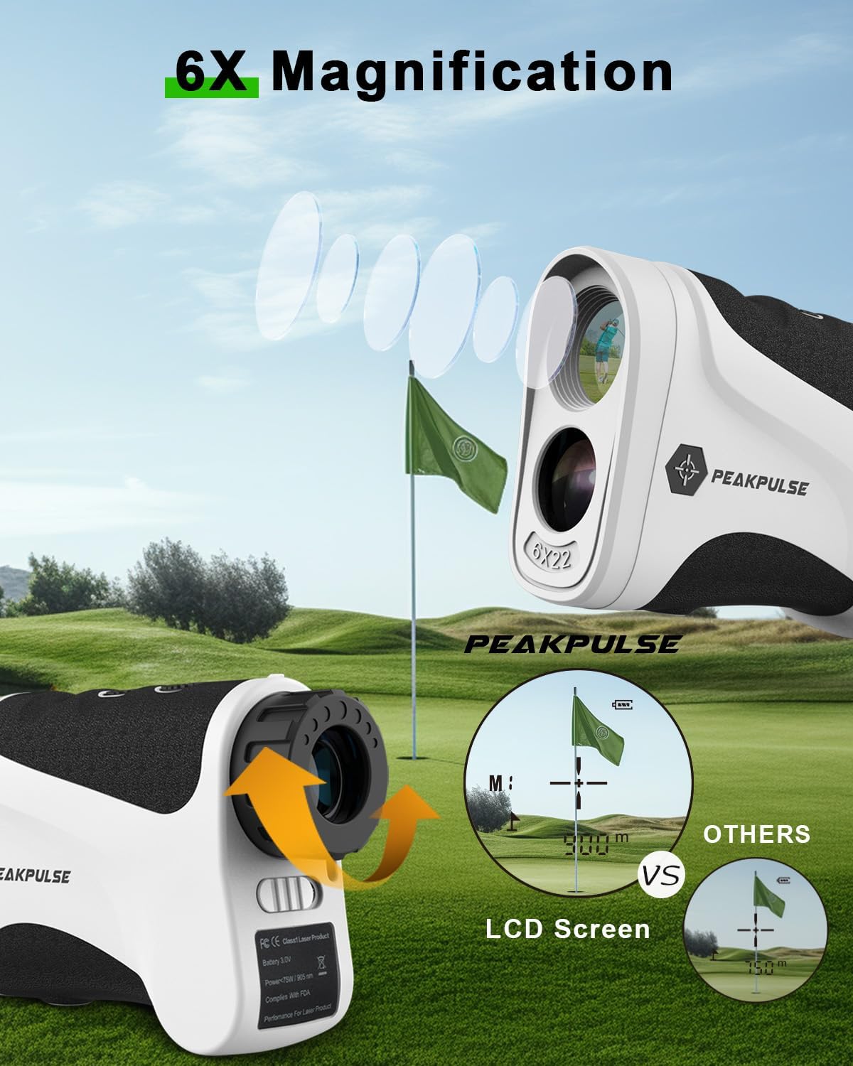 Golf Rangefinder Yards Golfing 6X Magnification