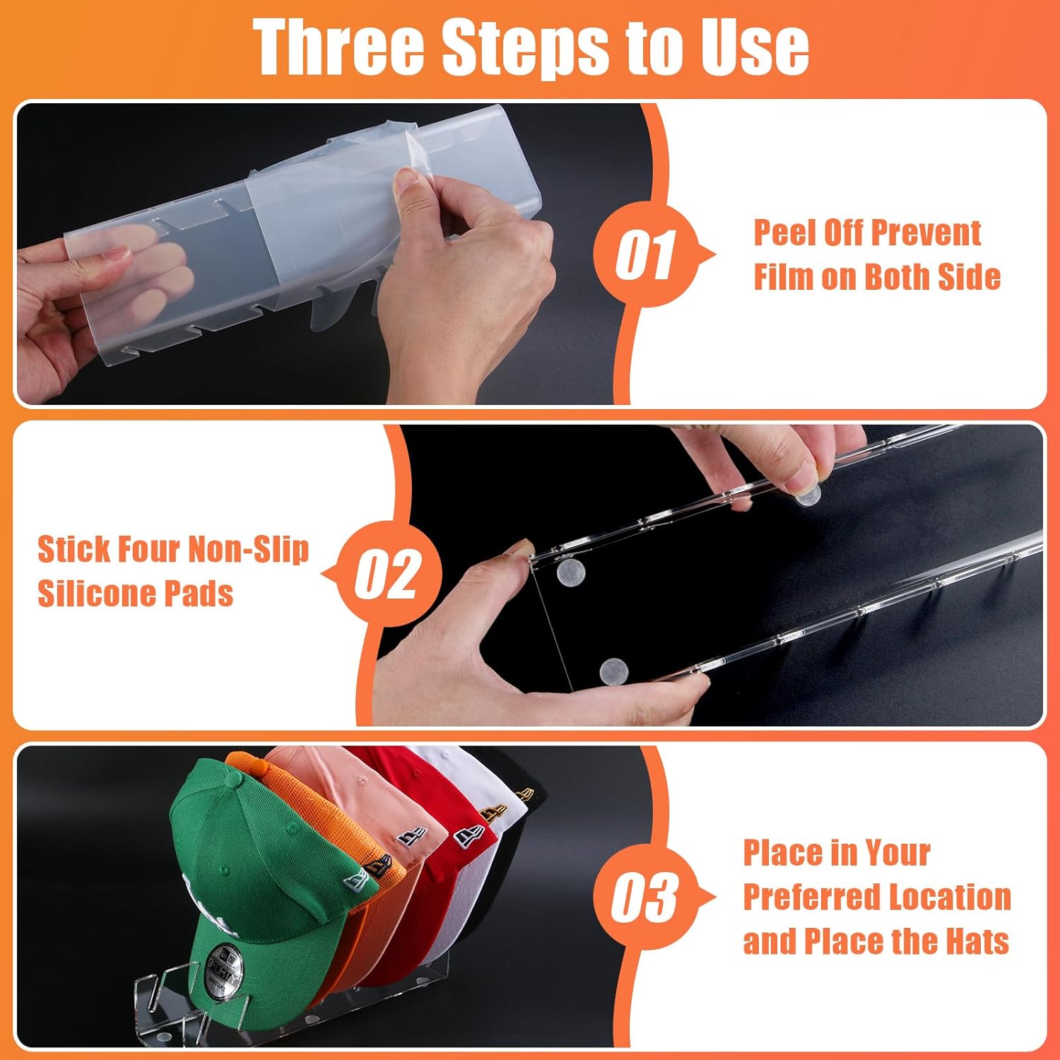 Hat Stand for Baseball Caps No Install Acrylic Hat Organizer