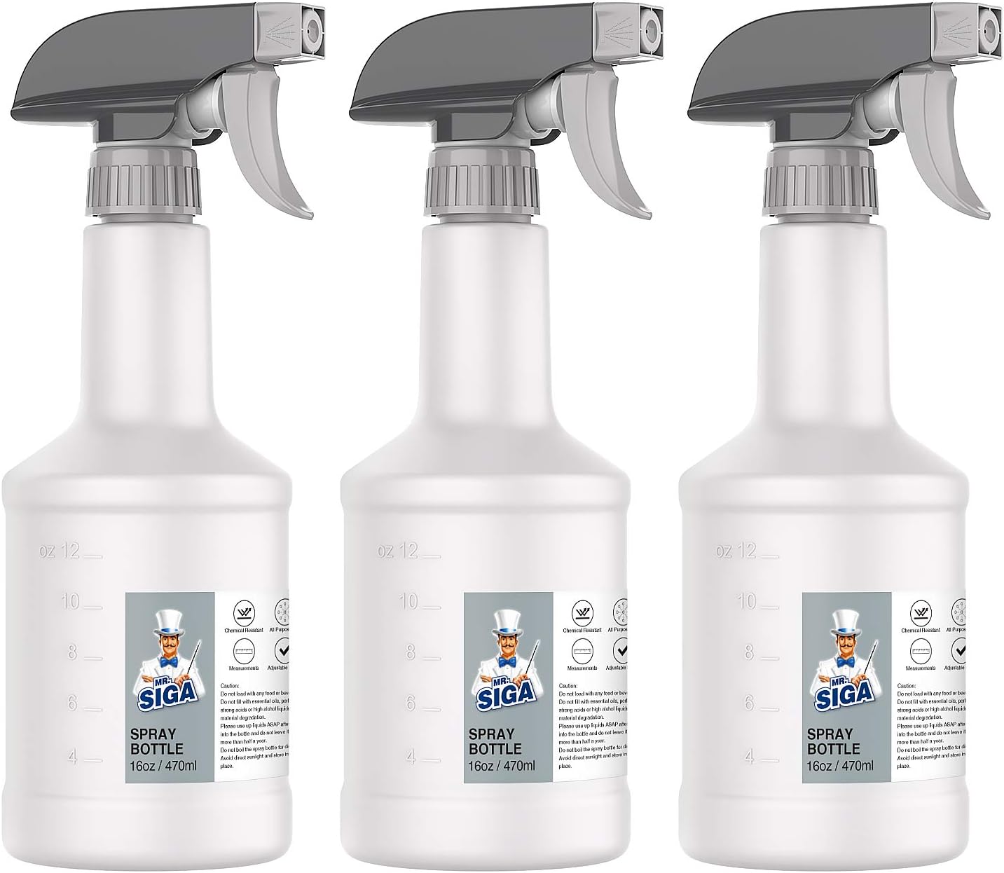 MR.SIGA 24 oz Empty Plastic Spray Bottles for Cleaning Solutions