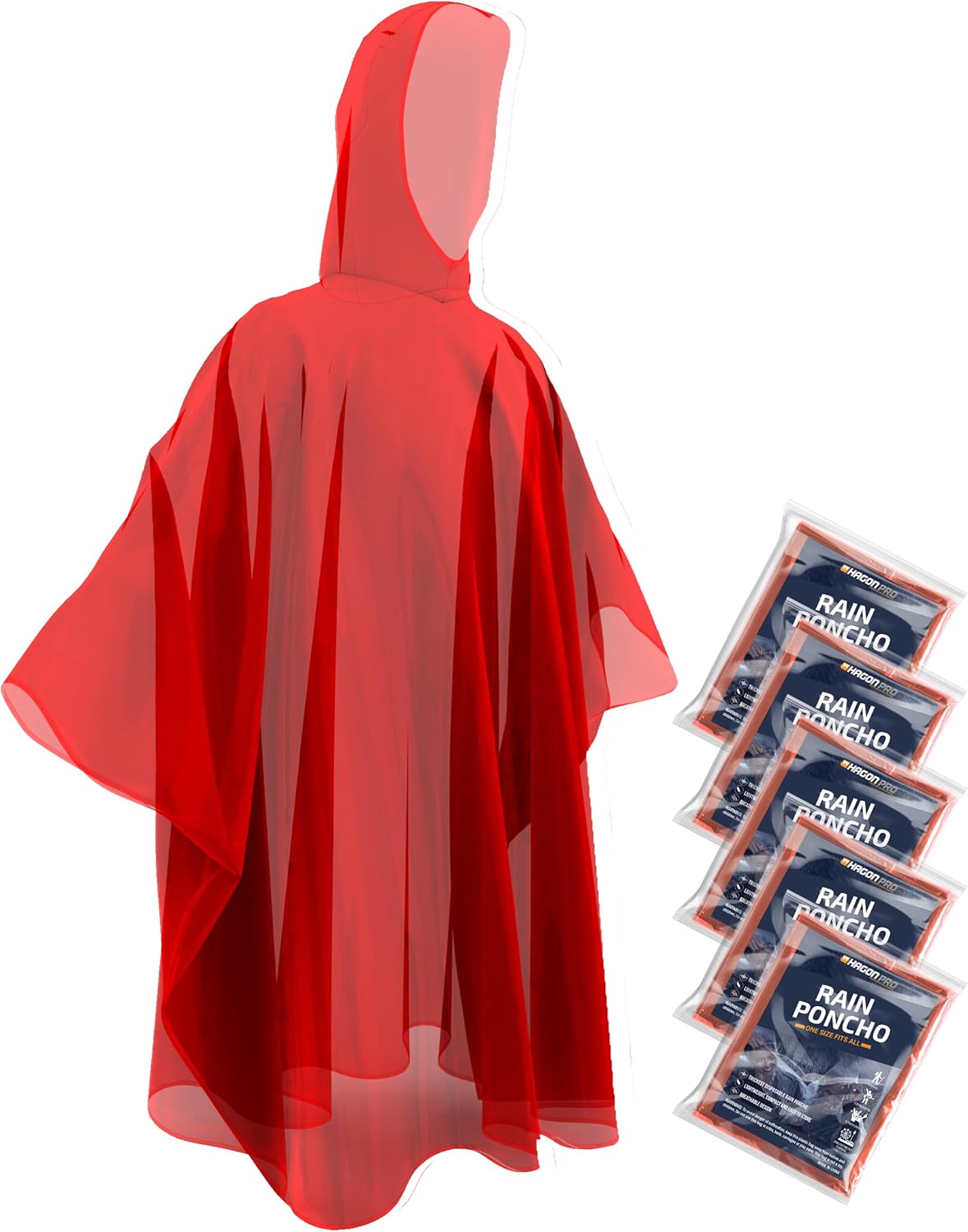Hagon PRO Disposable Rain Ponchos for Adults