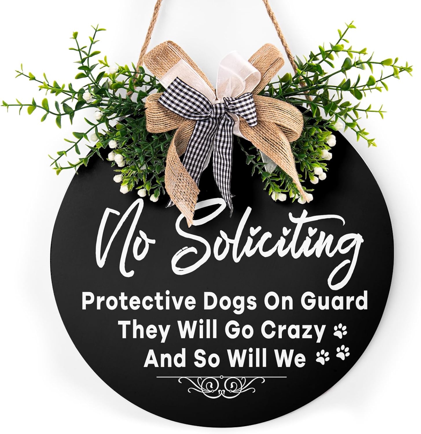 Round Wooden Farmhouse Welcome Door Sign